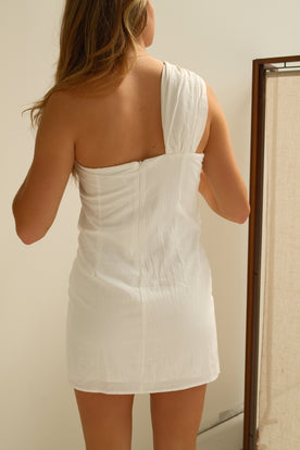 ASYMETRIC COCKTAIL DRESS WHITE