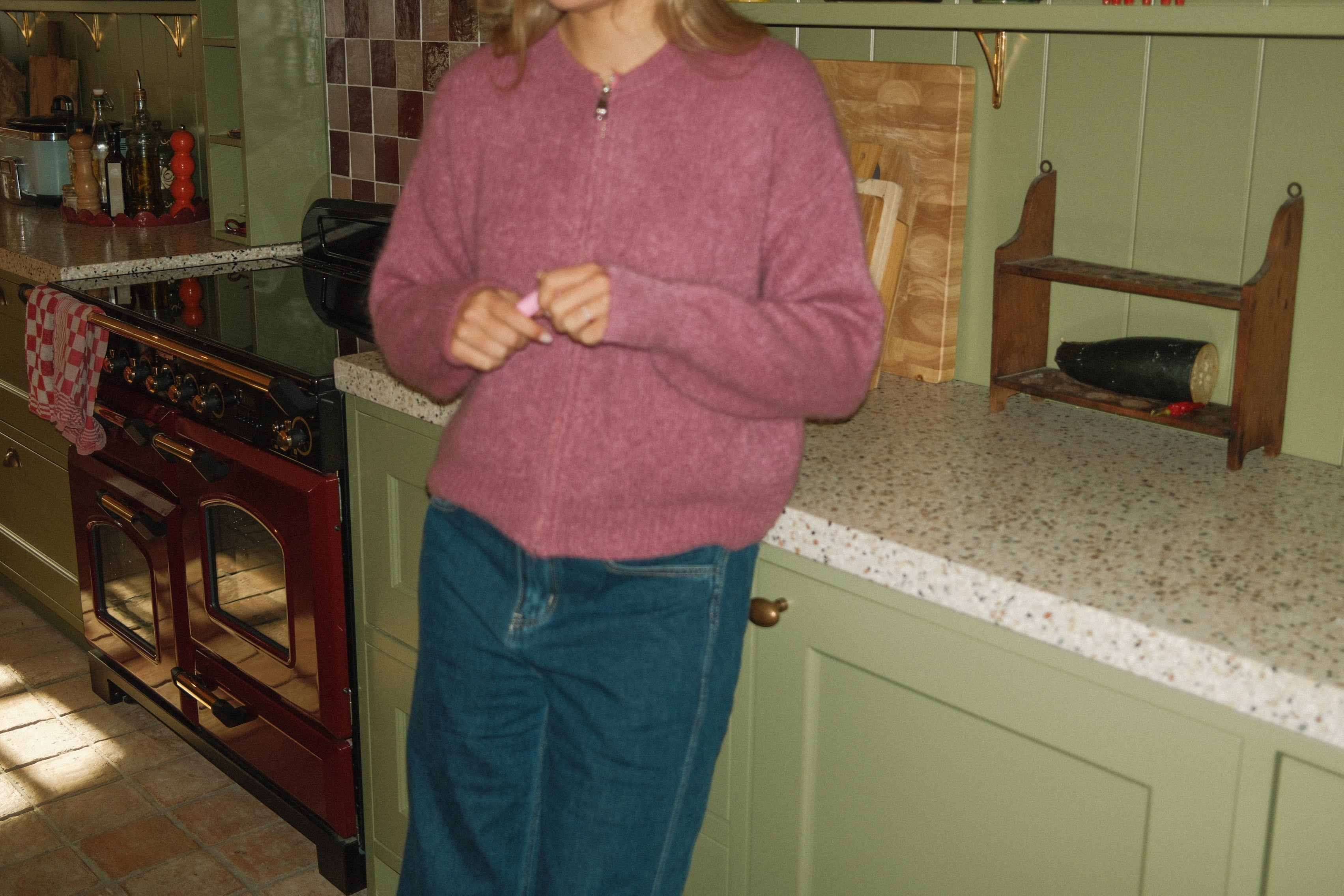 THE SOFIA ZIP CARDIGAN DUSTY ROSE