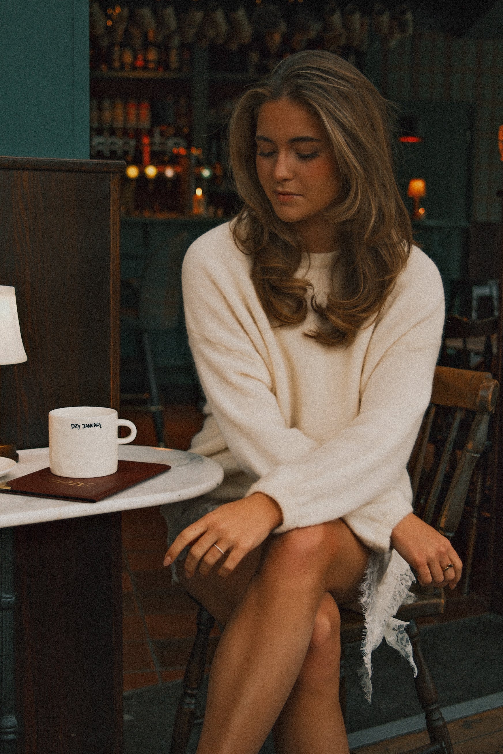 SATIN LACE DRESS ECRU