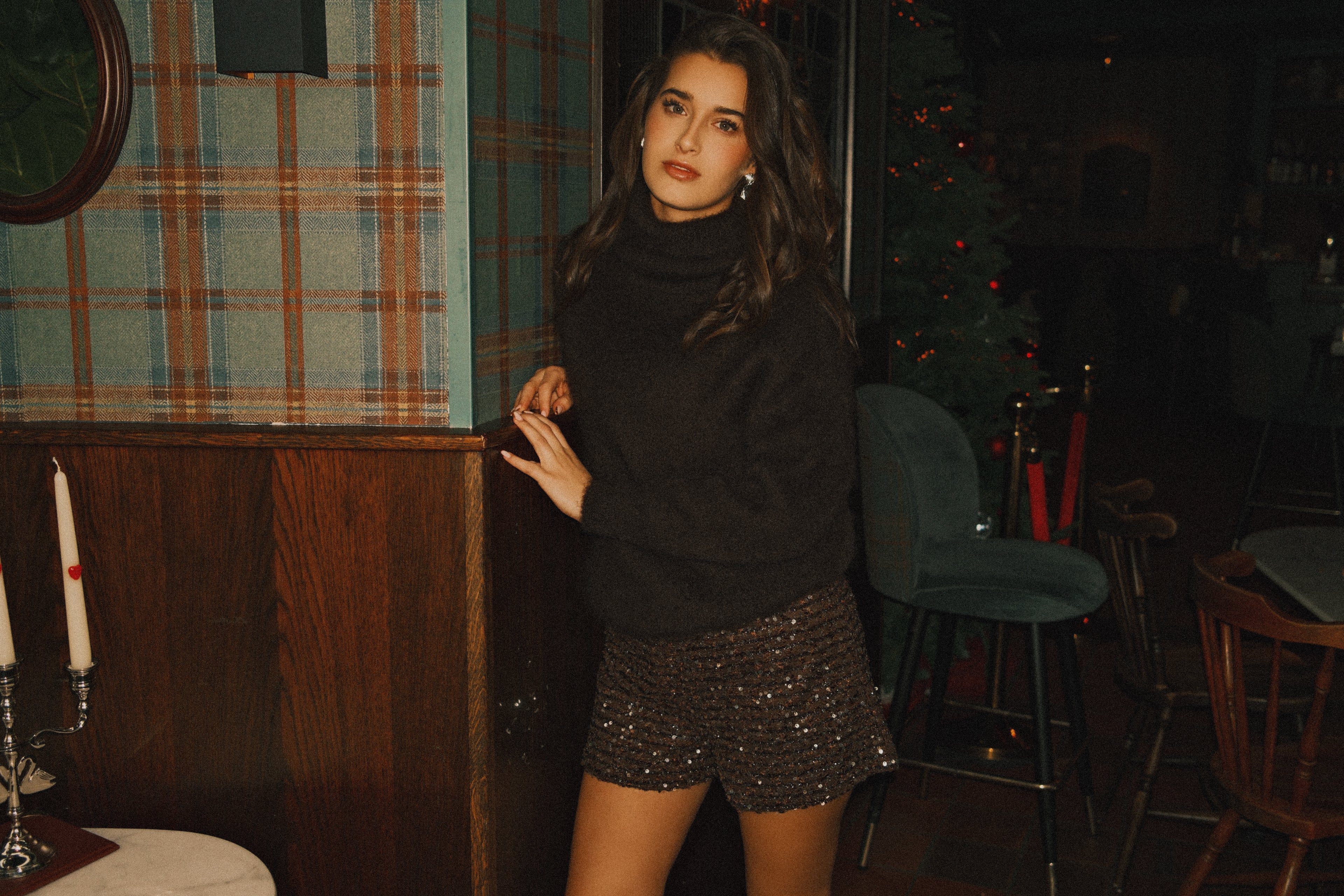 MOHAIR COL KNIT CHOCO