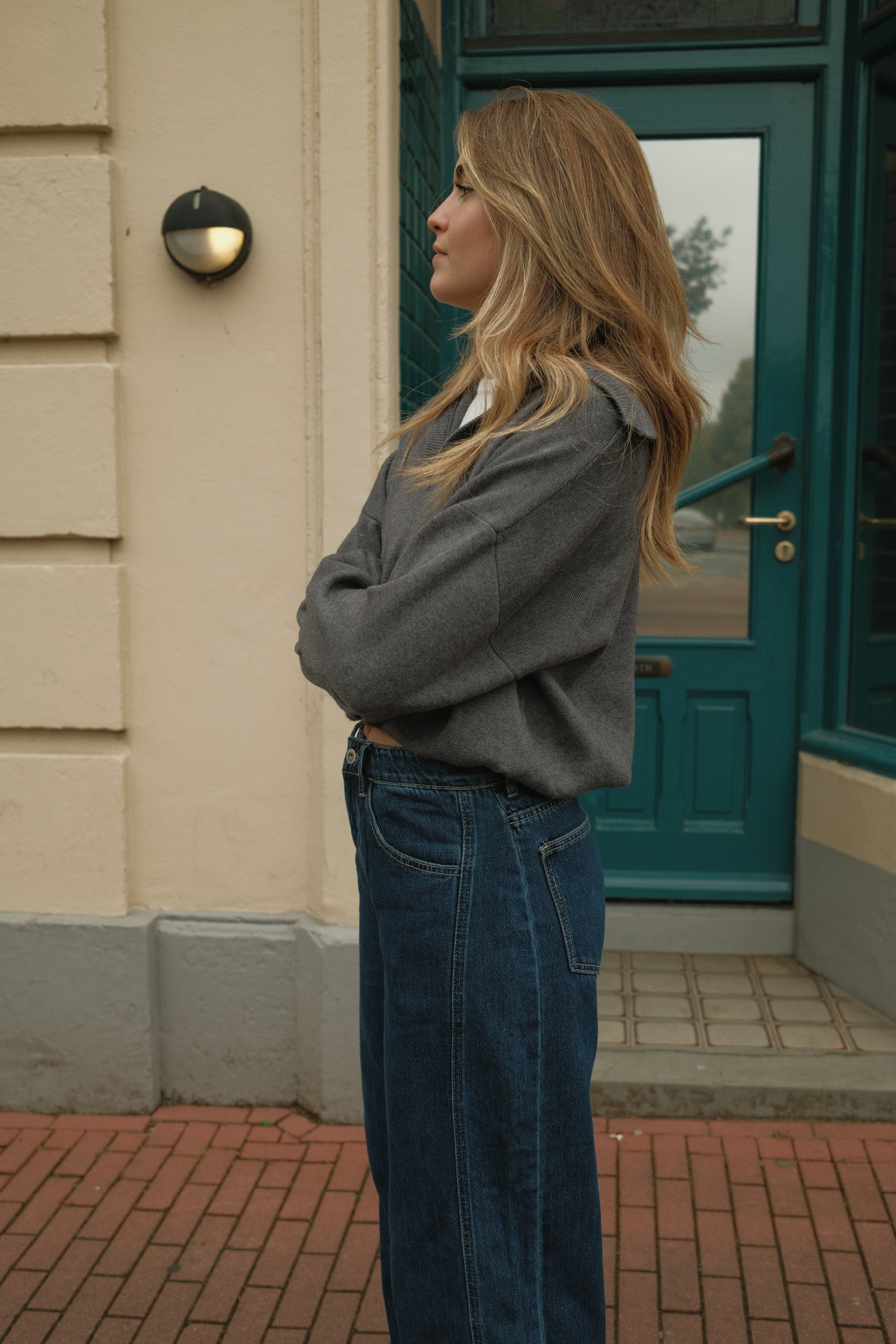 THE LAYERED POLO KNIT GREY