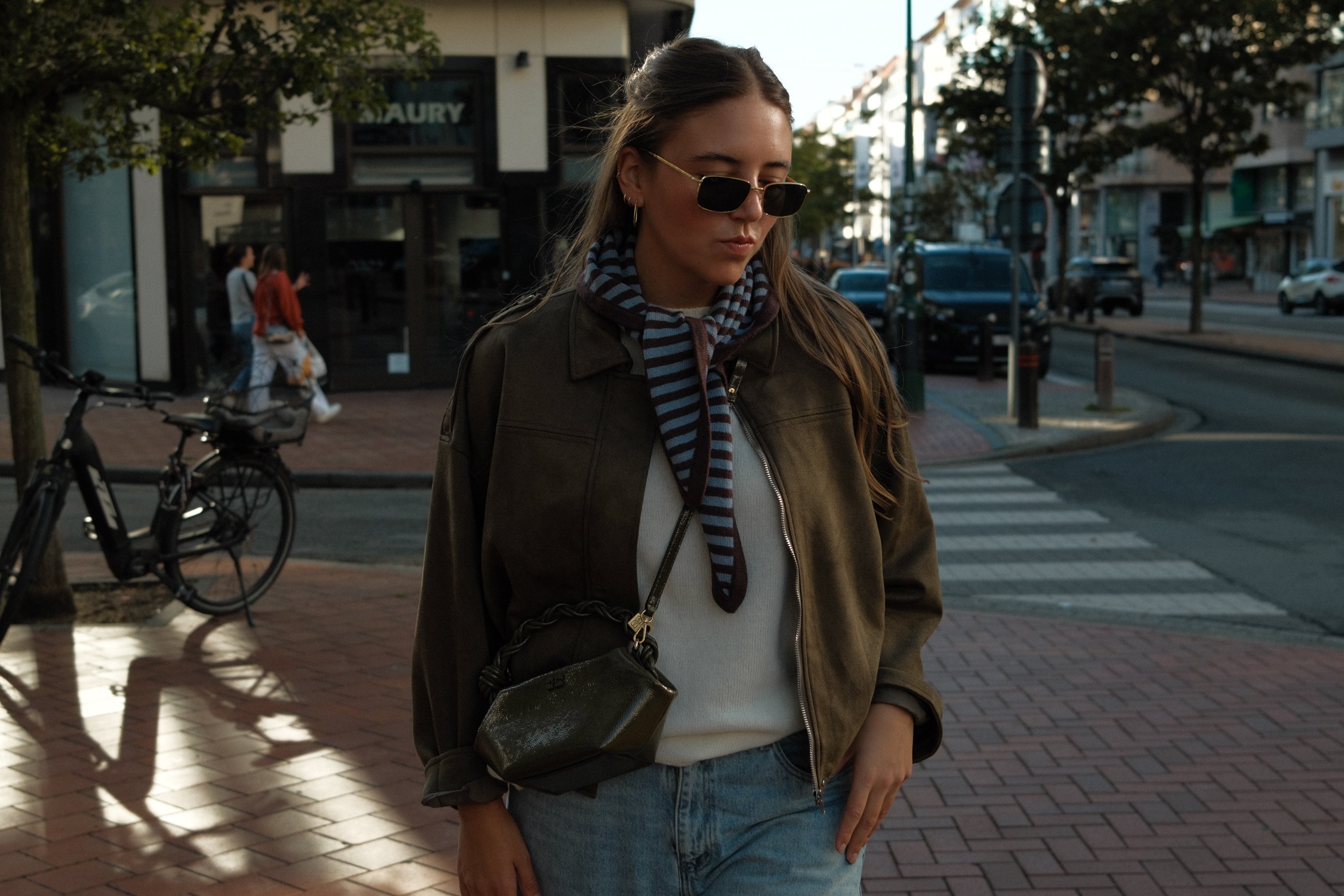 THE STRIPED A/S SCARF CHOCO/BLUE