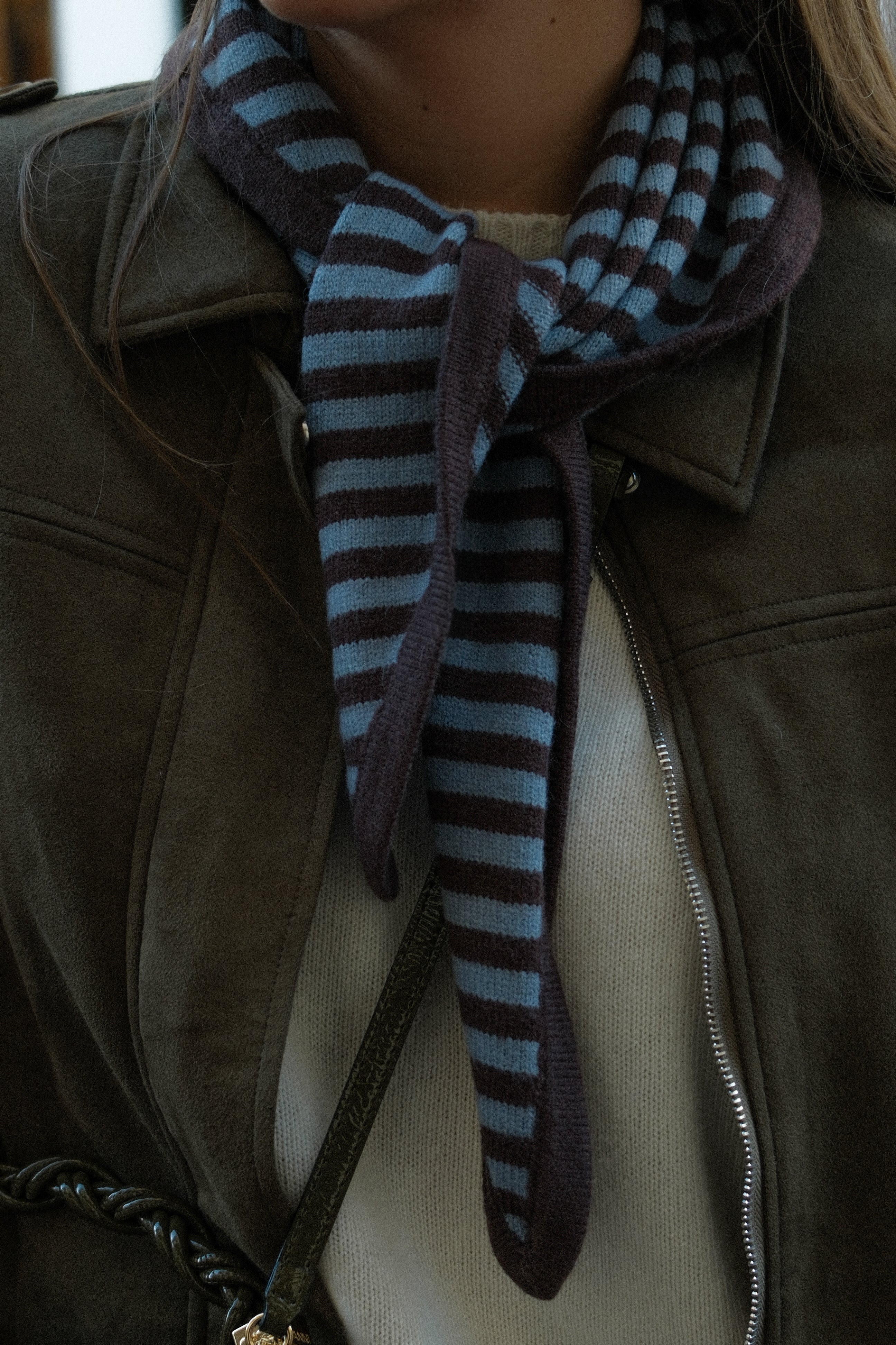 THE STRIPED A/S SCARF CHOCO/BLUE