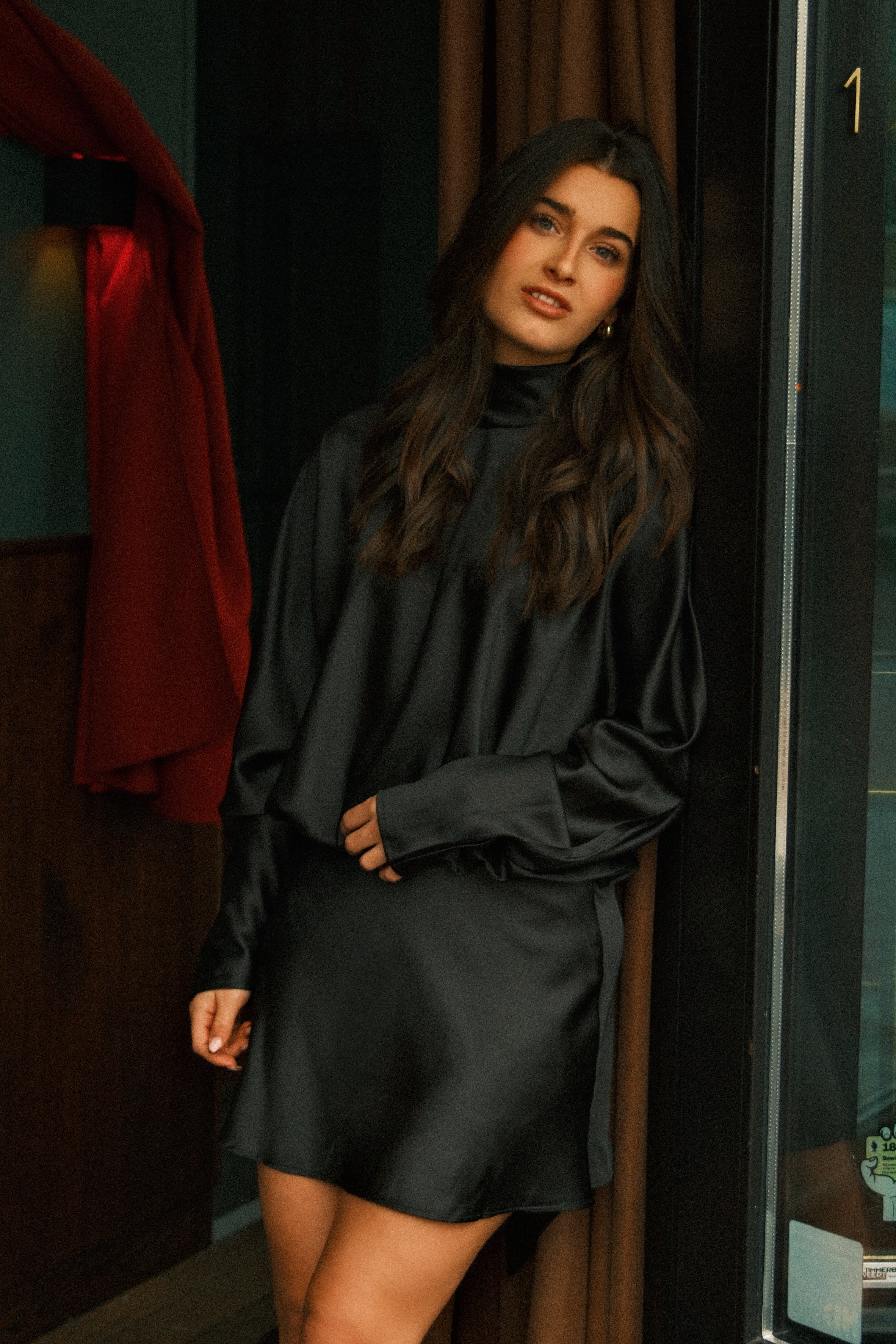 SATIN LUCY DRESS BLACK