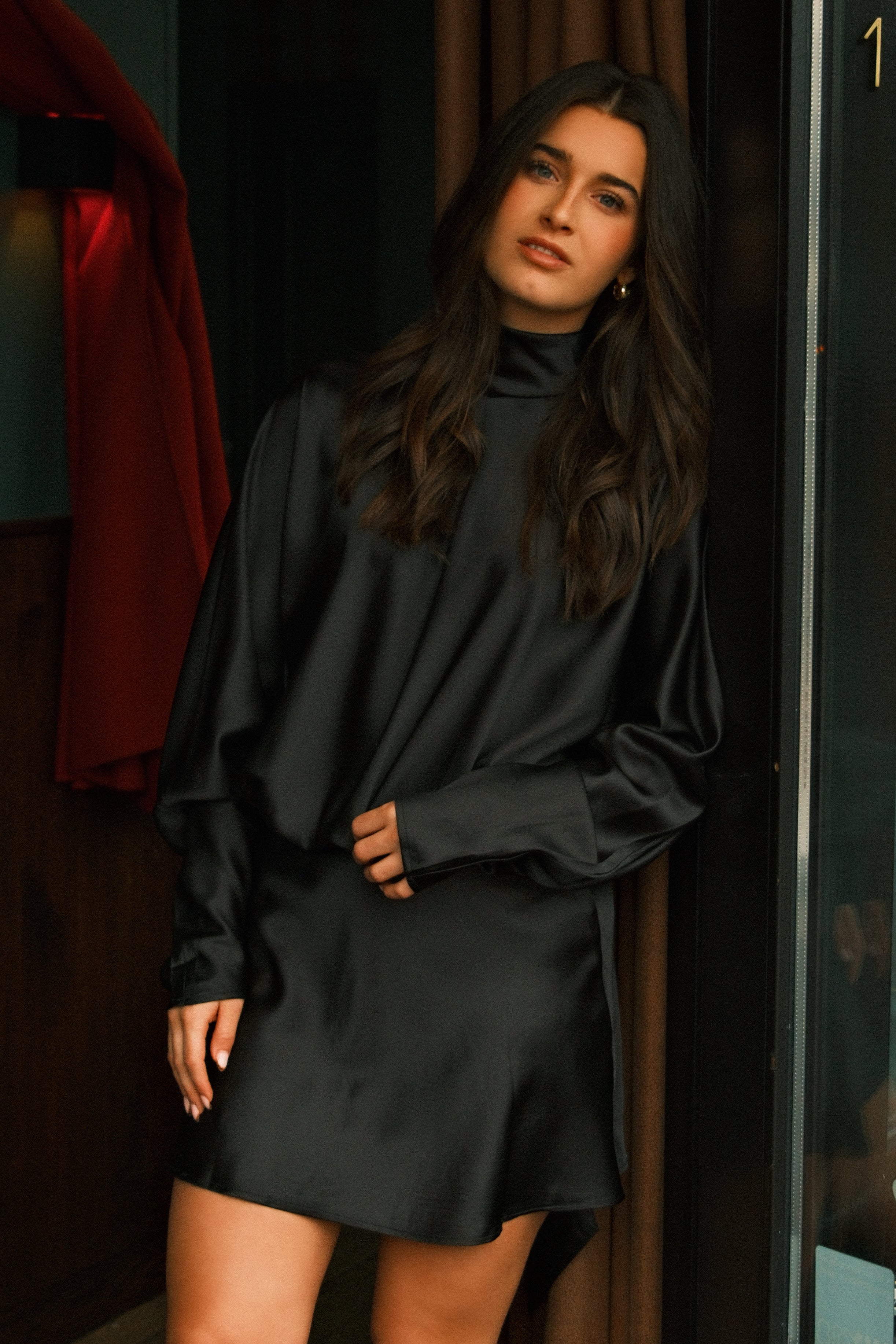 PRE-ORDER: SATIN LUCY DRESS BLACK