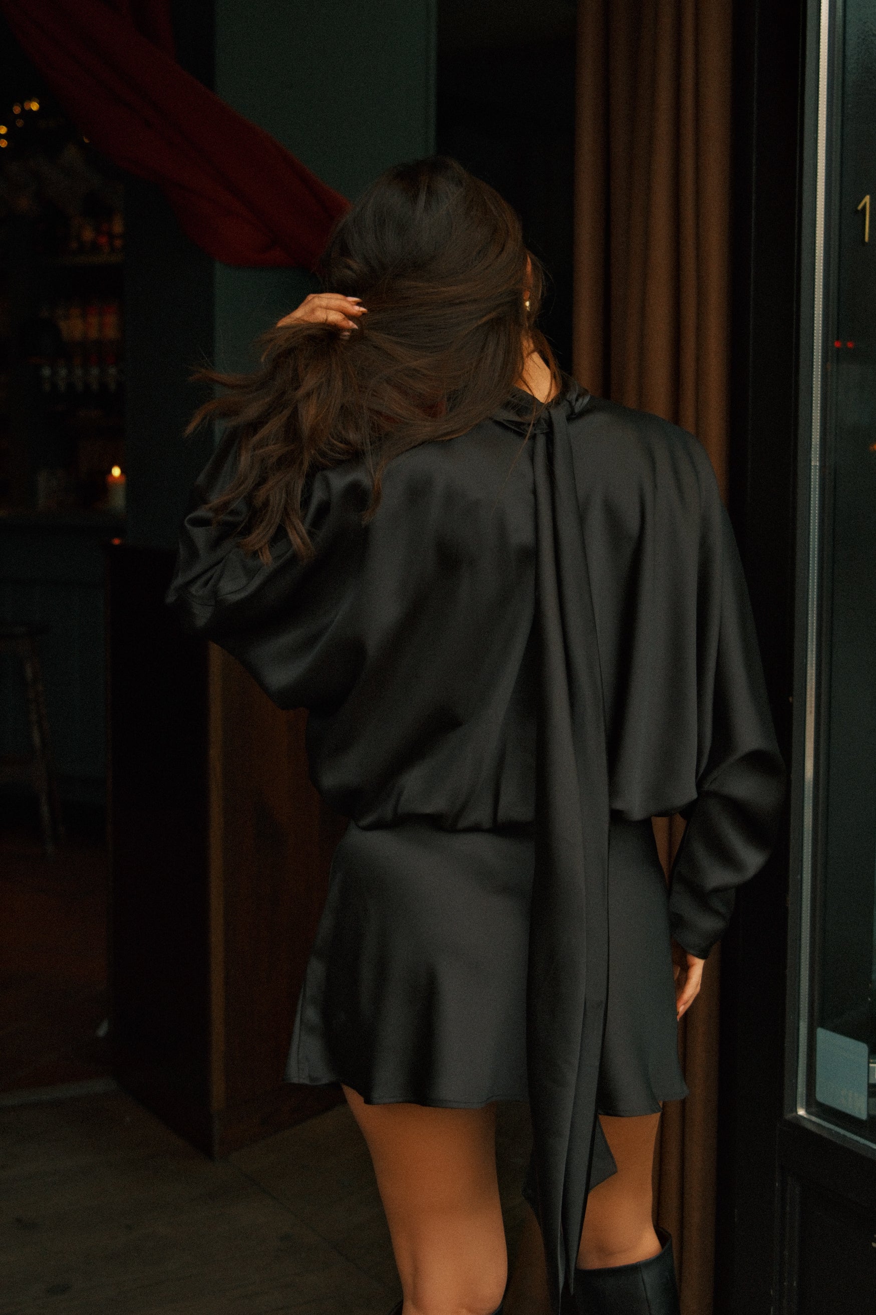 SATIN LUCY DRESS BLACK