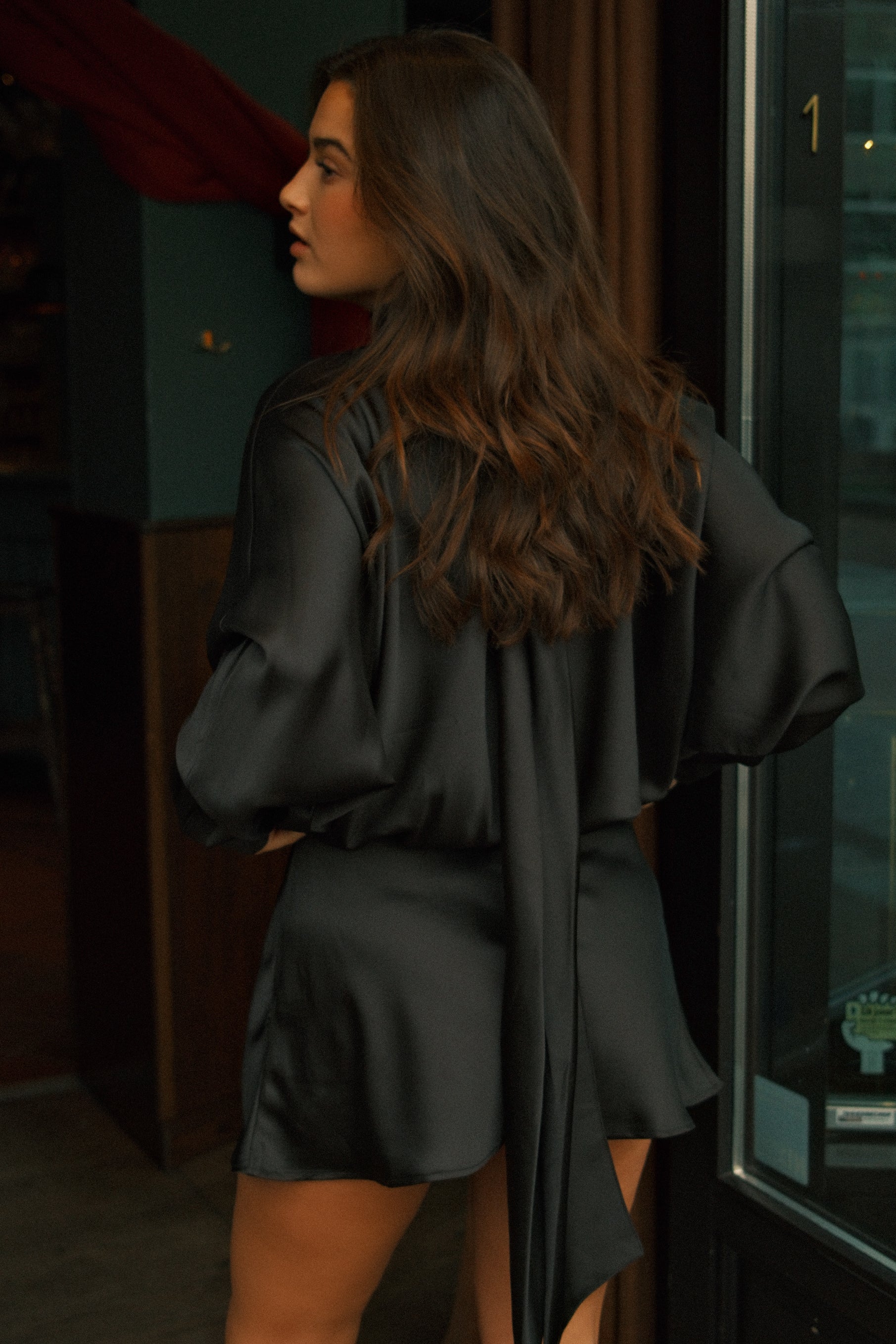 PRE-ORDER: SATIN LUCY DRESS BLACK