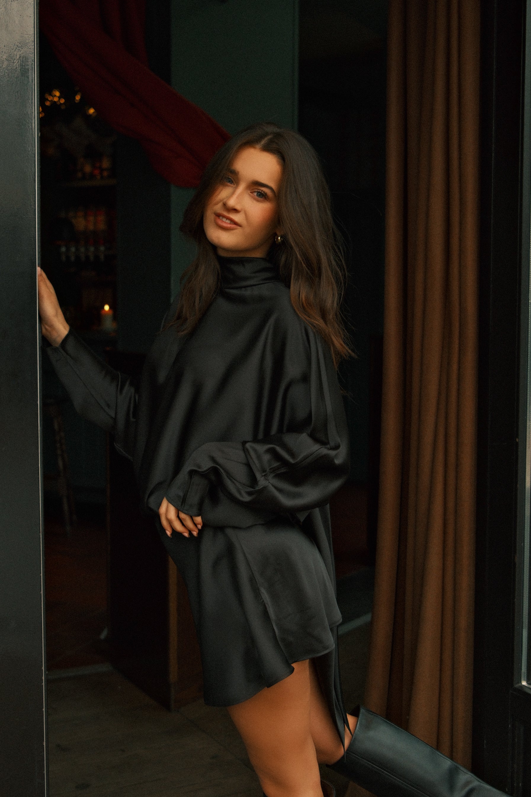 PRE-ORDER: SATIN LUCY DRESS BLACK