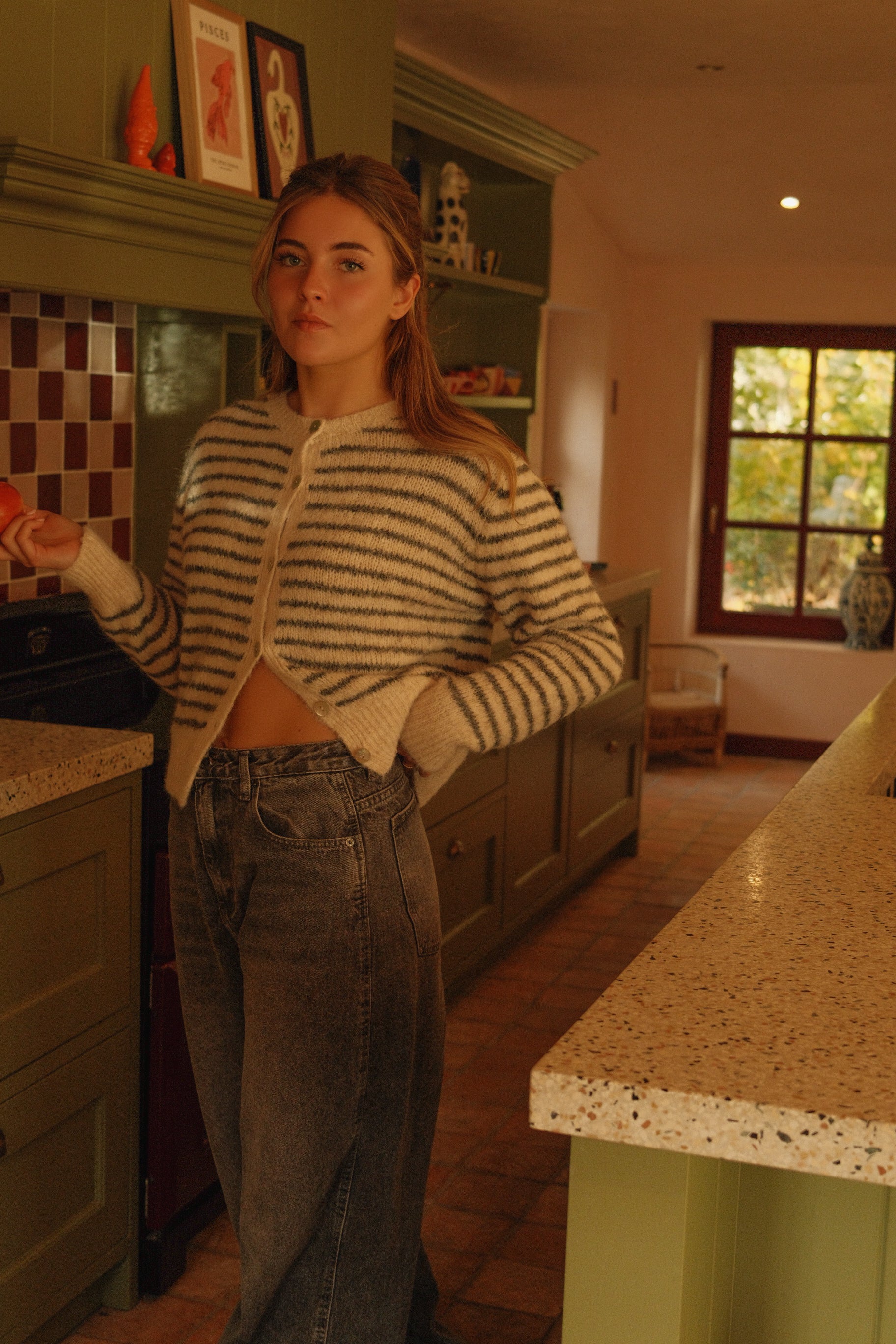 THE CHARLOTTE CARDIGAN STRIPED GREY