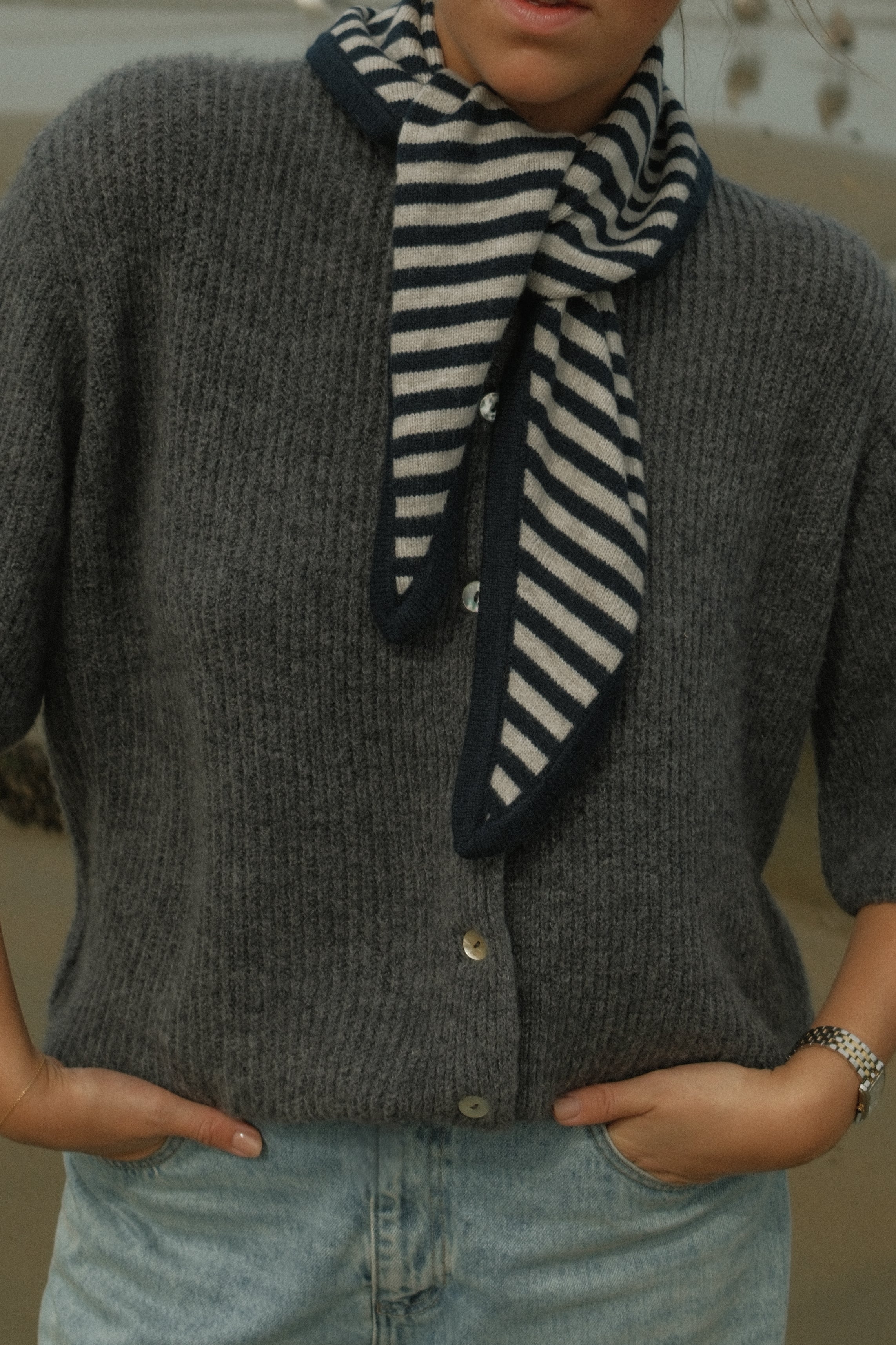 THE STRIPED A/S SCARF NAVY