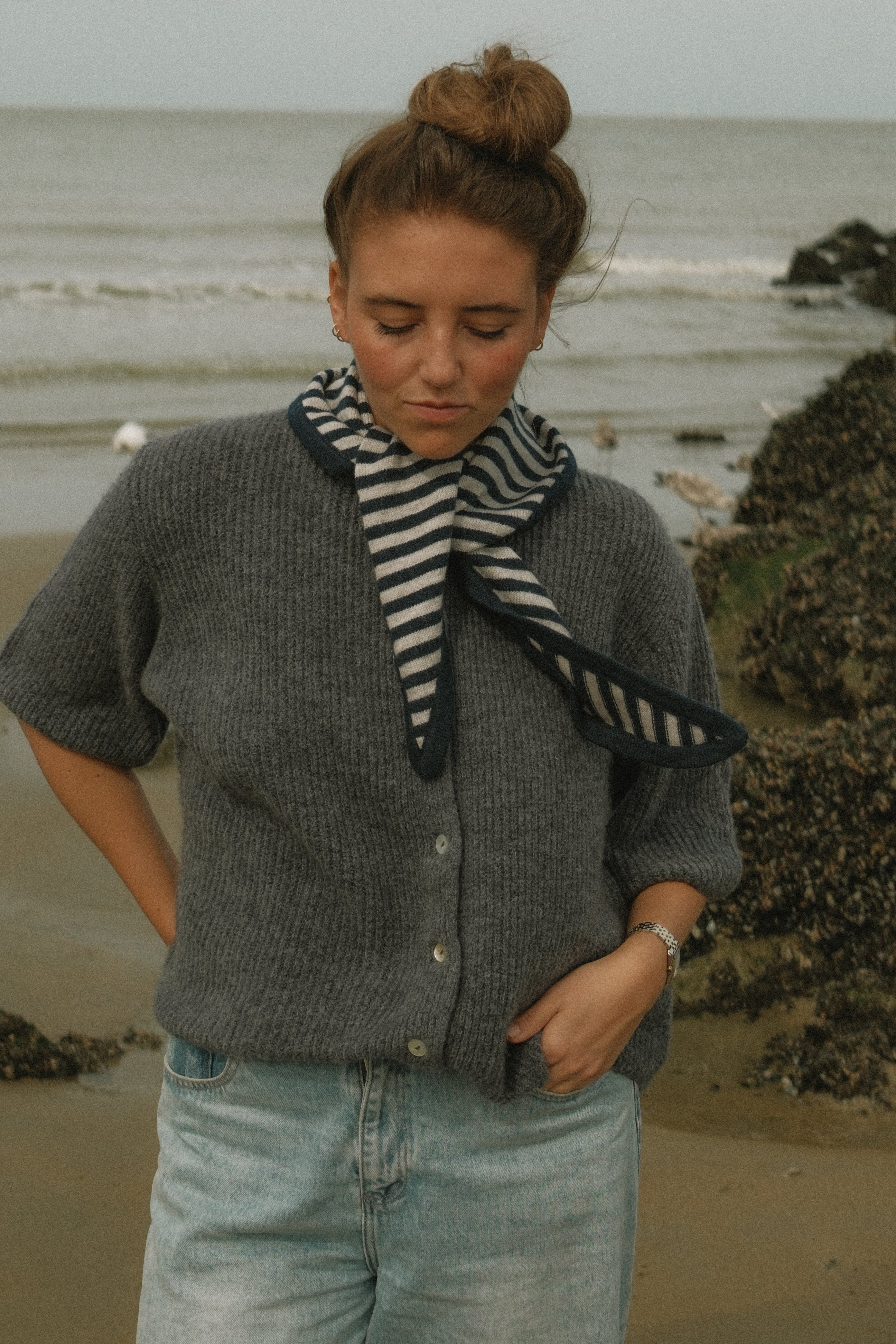 THE STRIPED A/S SCARF NAVY