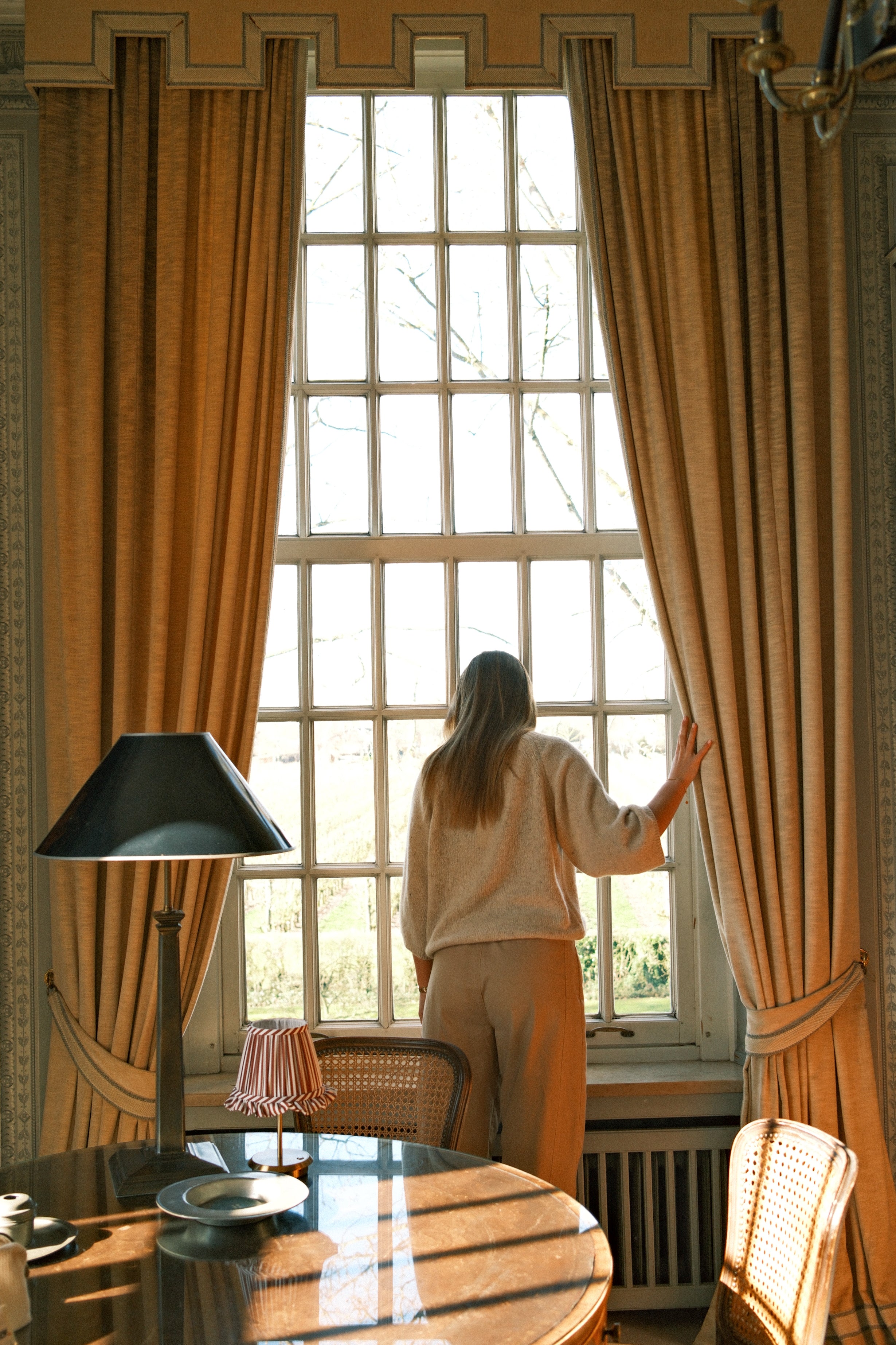 COTTON BARREL PANTS BEIGE