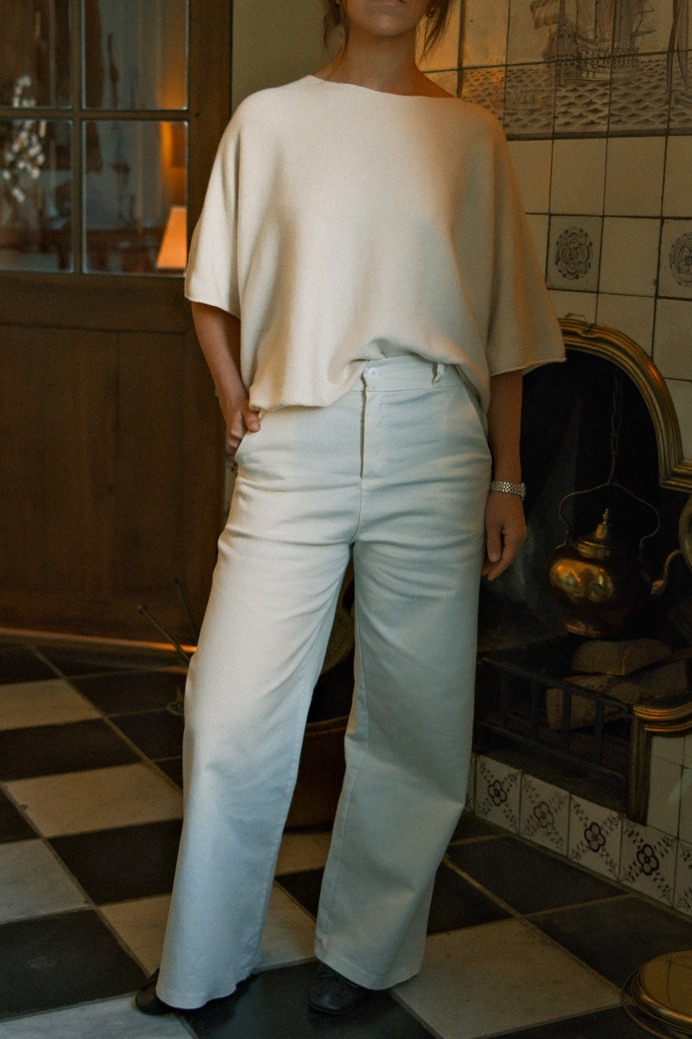 COTTON PANTALON ECRU