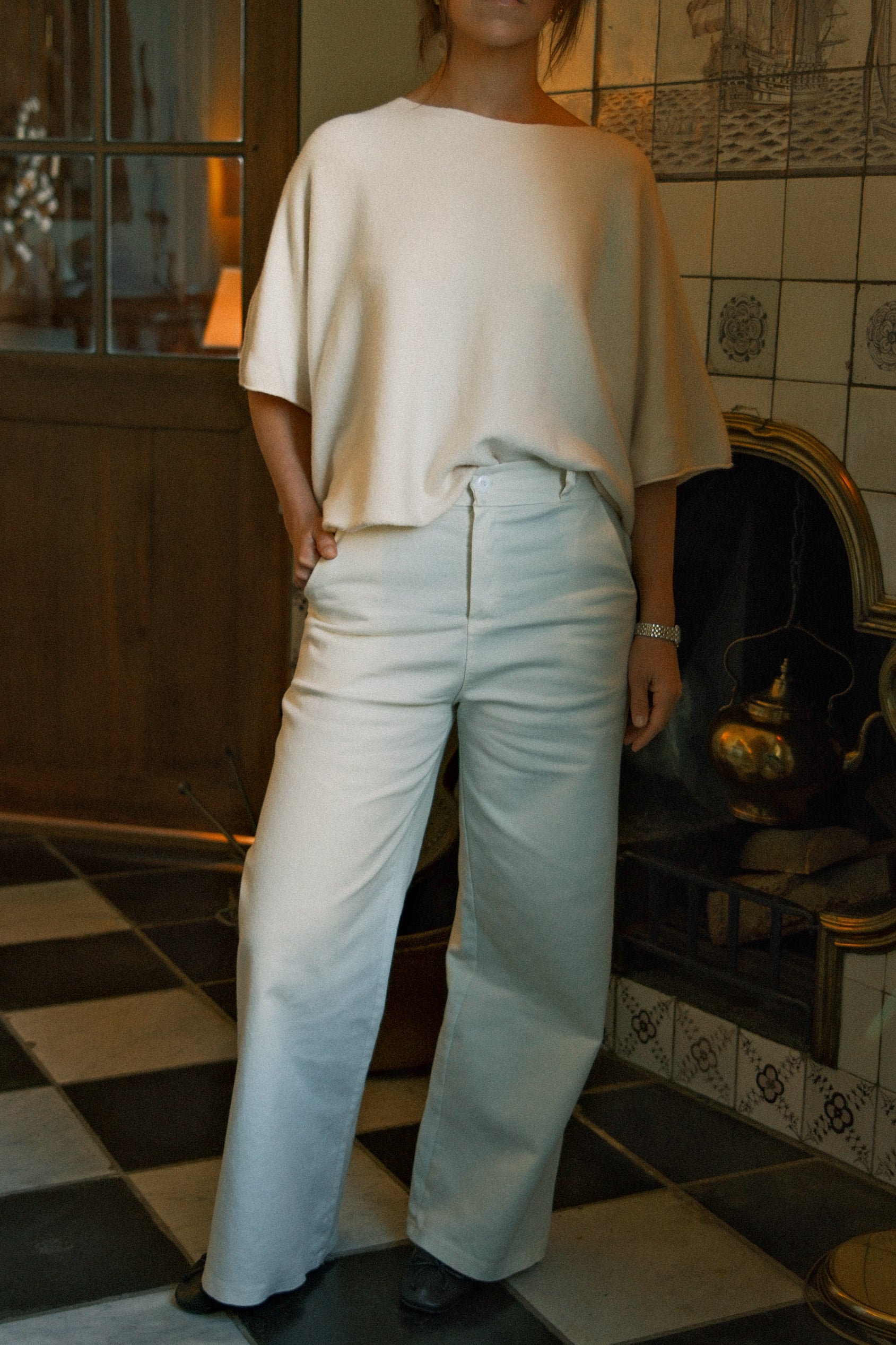 COTTON PANTALON ECRU