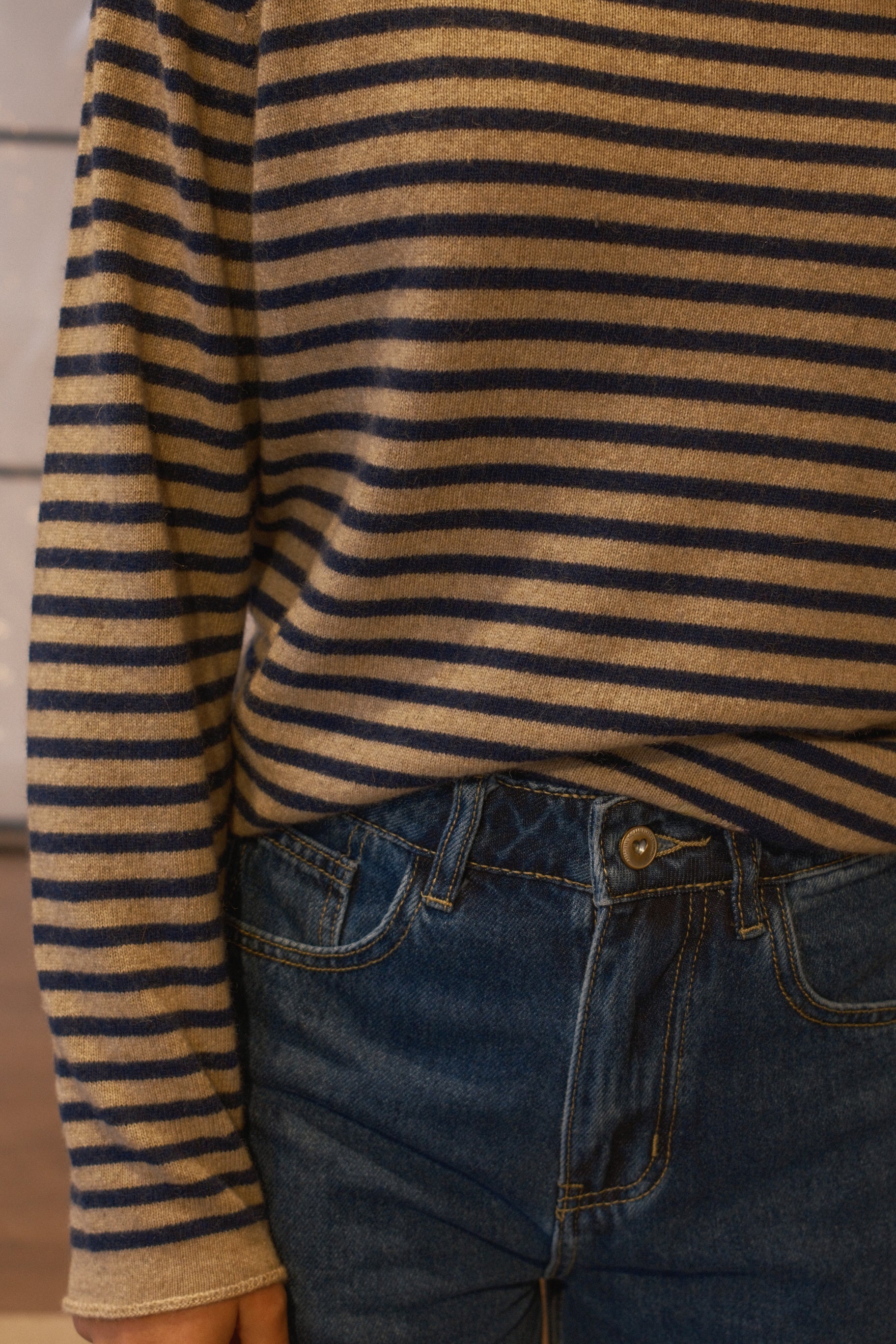 CASHMERE WOOLMIX KNIT STRIPED NAVY