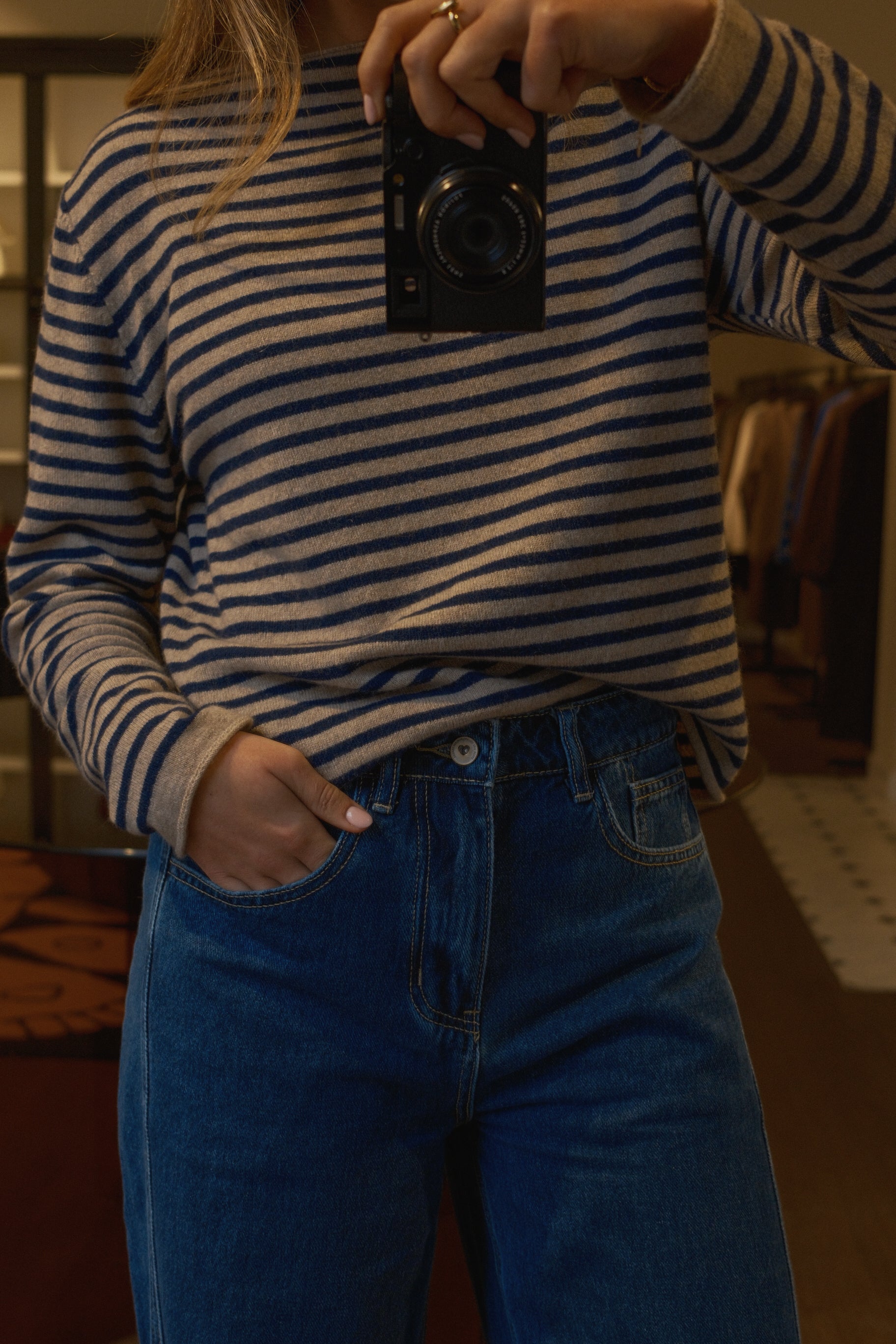 CASHMERE WOOLMIX KNIT STRIPED NAVY