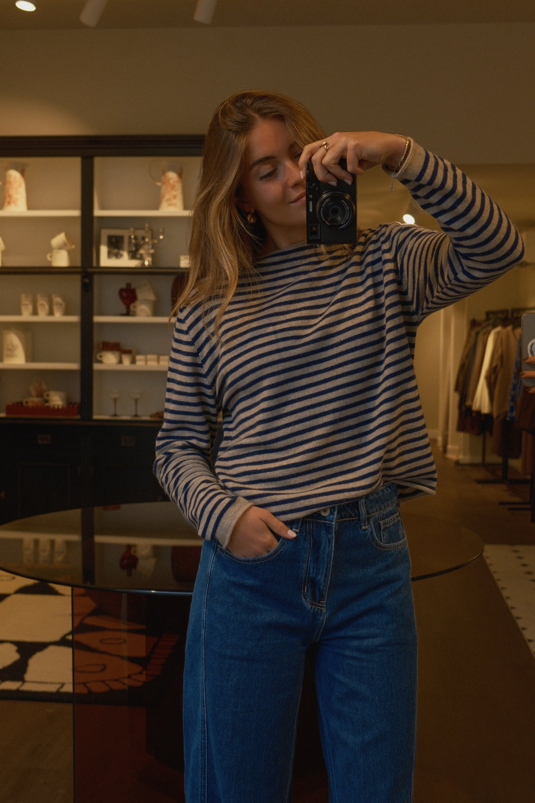 CASHMERE WOOLMIX KNIT STRIPED NAVY