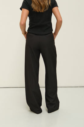 WIDE LEG MID WAIST PANTALON BLACK