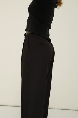 WIDE LEG MID WAIST PANTALON BLACK