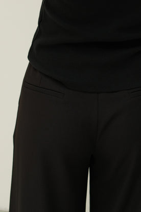 WIDE LEG MID WAIST PANTALON BLACK