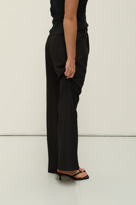 WIDE LEG MID WAIST PANTALON BLACK