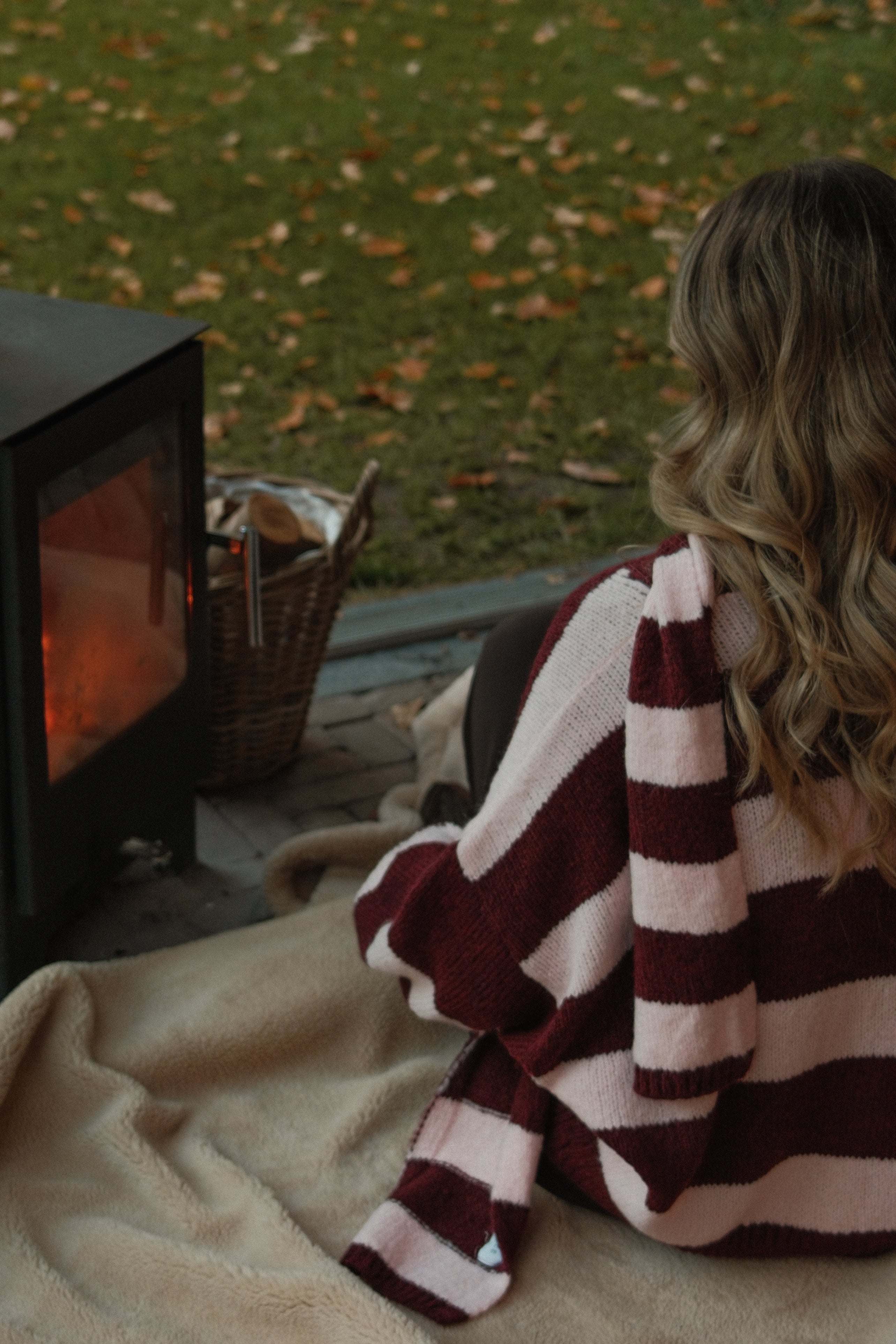 OVERSIZED STRIPED SCARLETT CARDIGAN PINK/BORDEAUX (WITH SCARF)