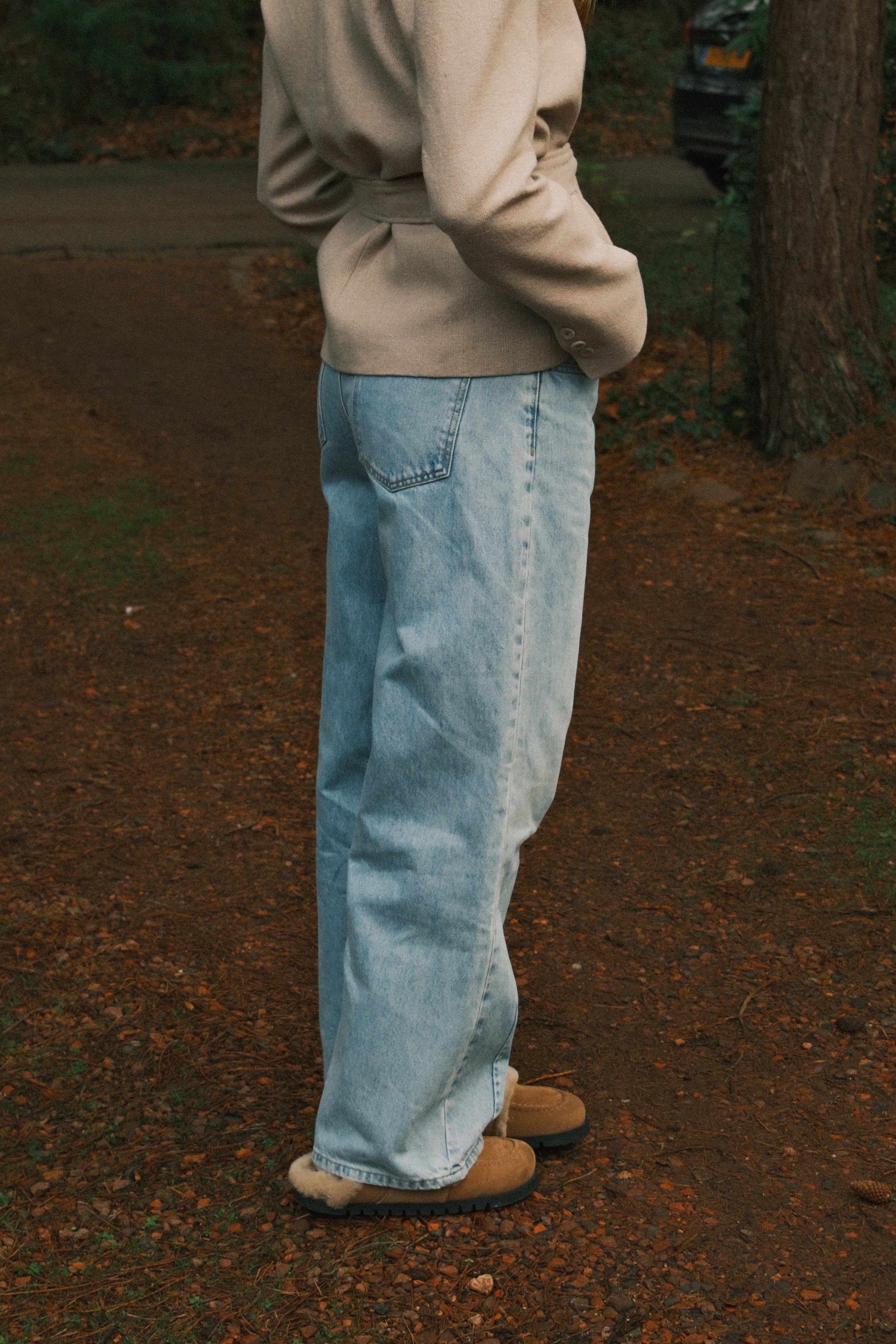 HERRINGBONE BELTED JACKET BEIGE