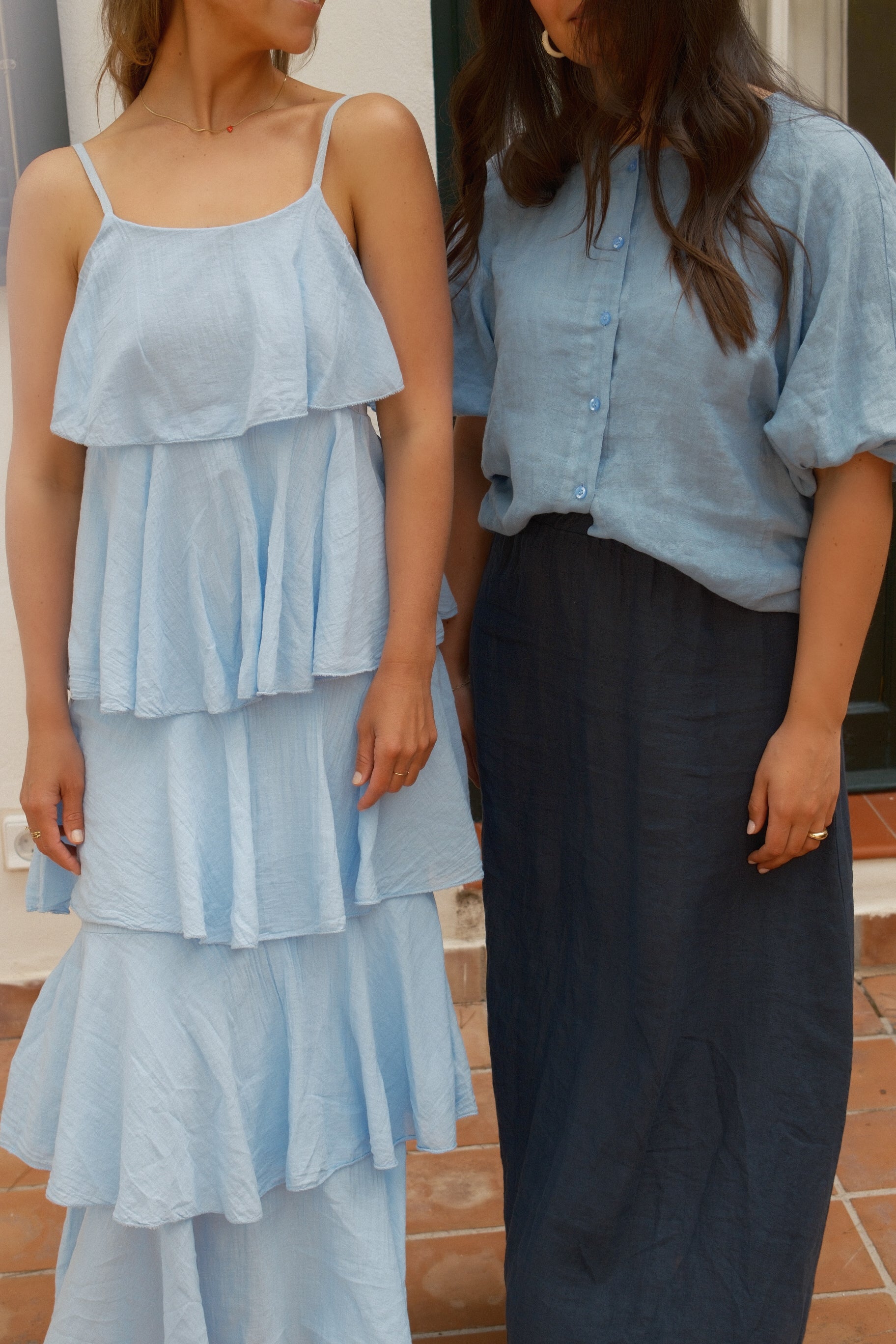 VOLANT MAXI DRESS BABY BLUE