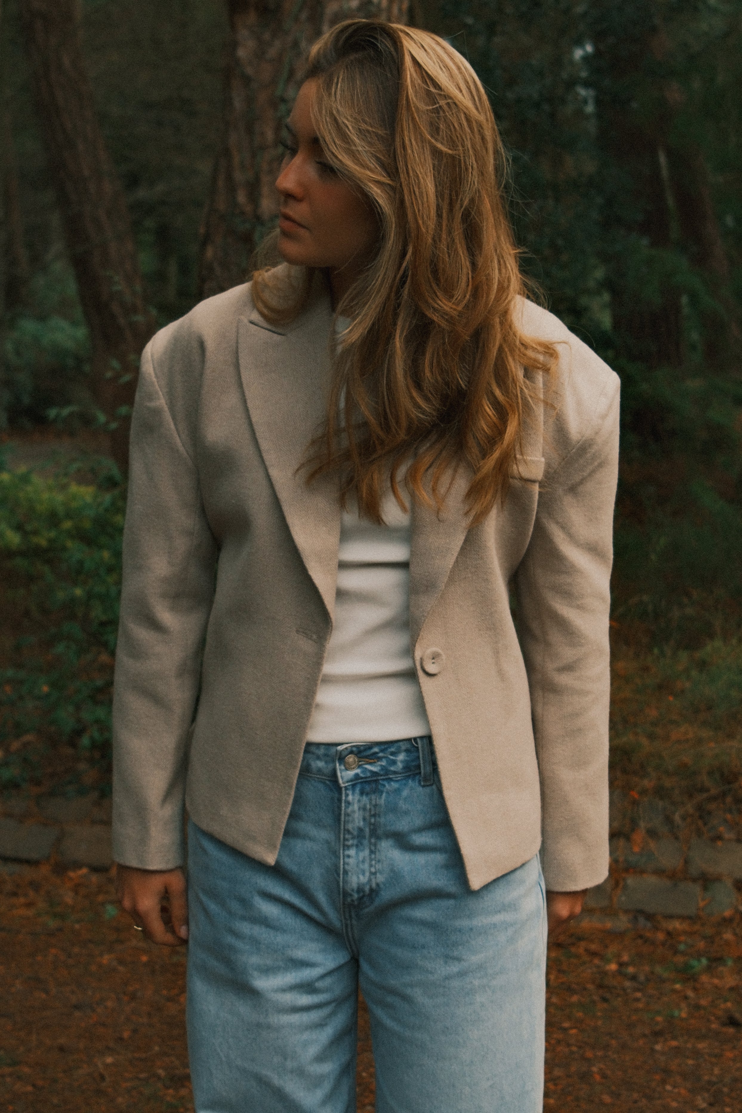 HERRINGBONE BELTED JACKET BEIGE