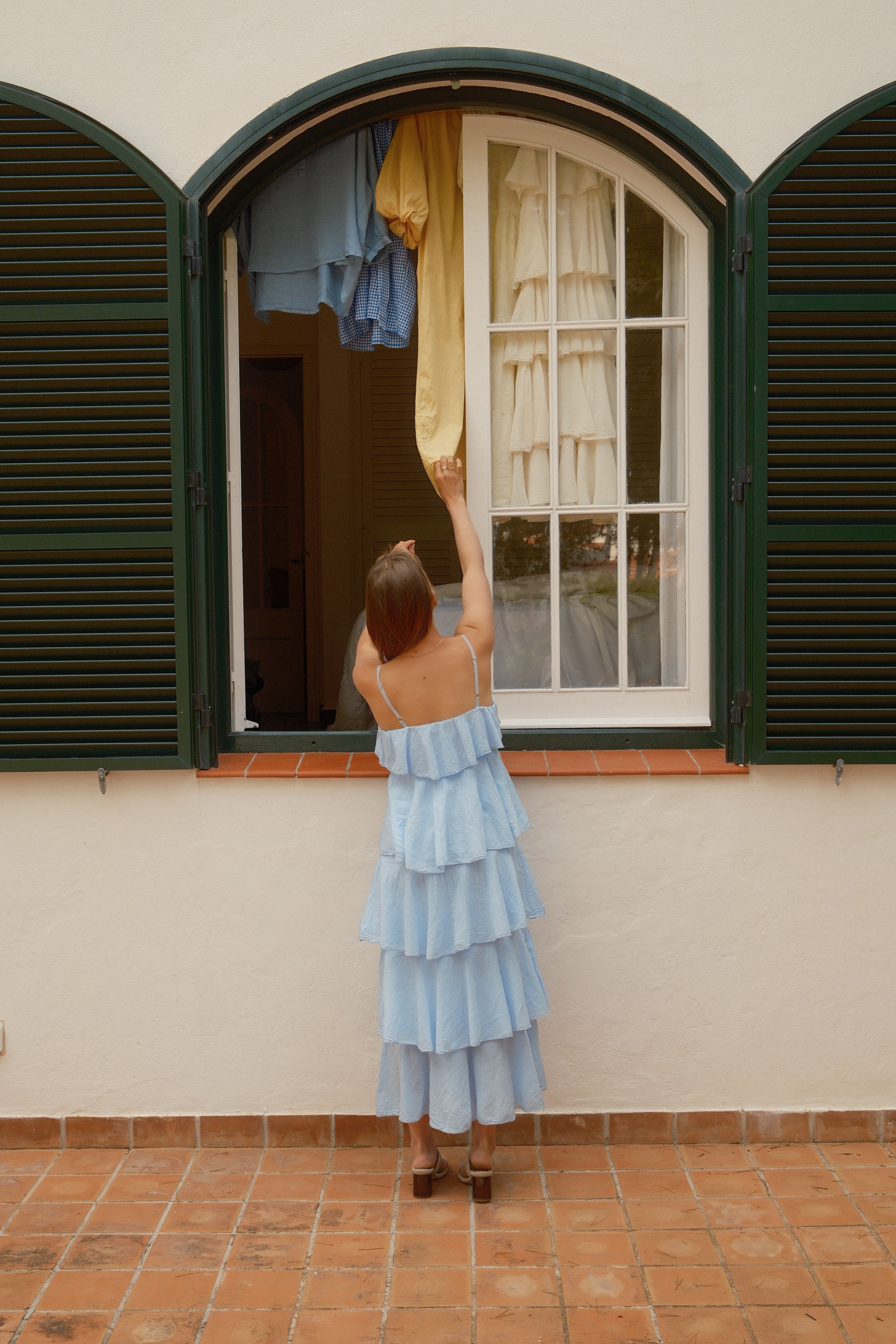 VOLANT MAXI DRESS BABY BLUE