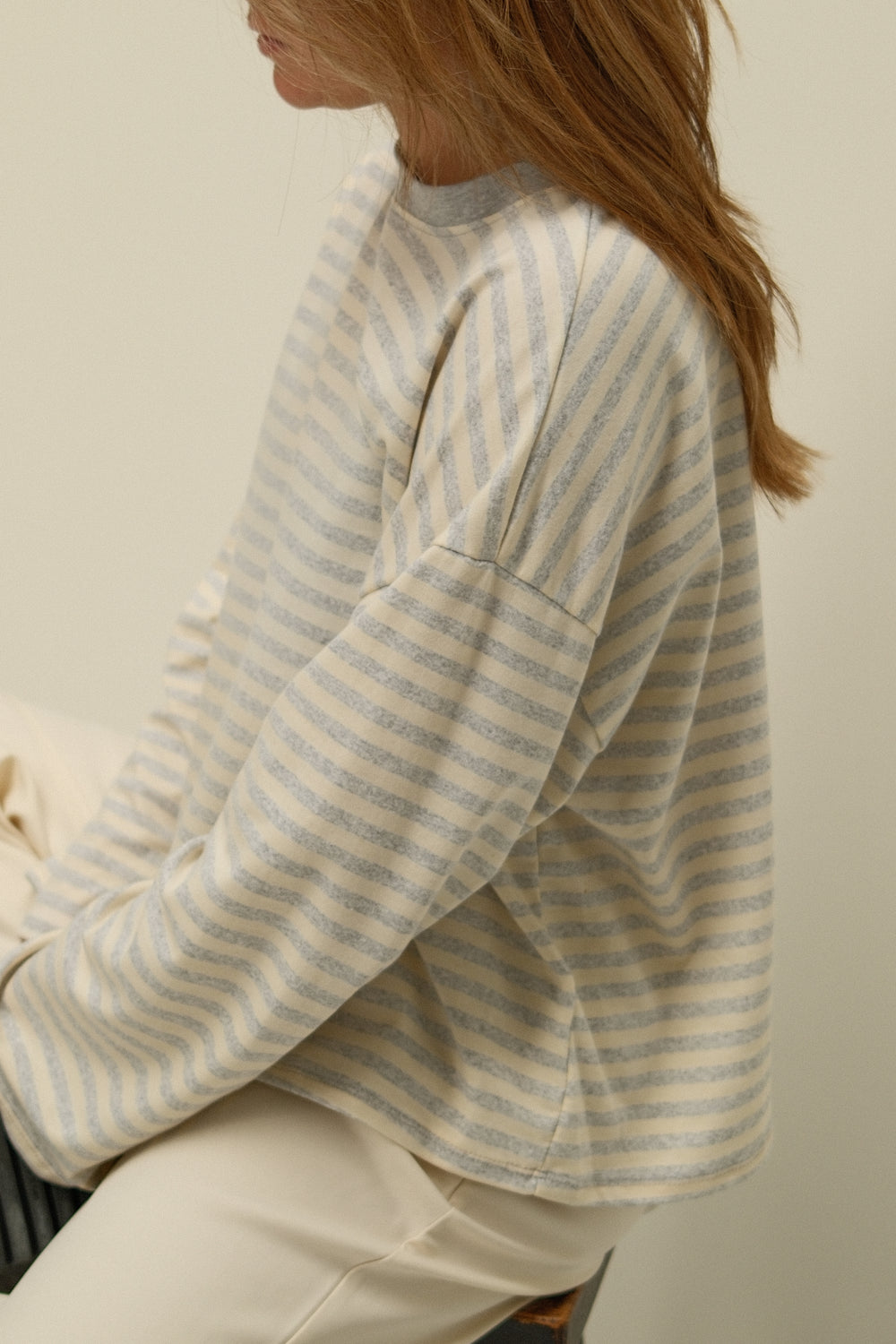 COTTON STRIPED SAMMY TEE GREY