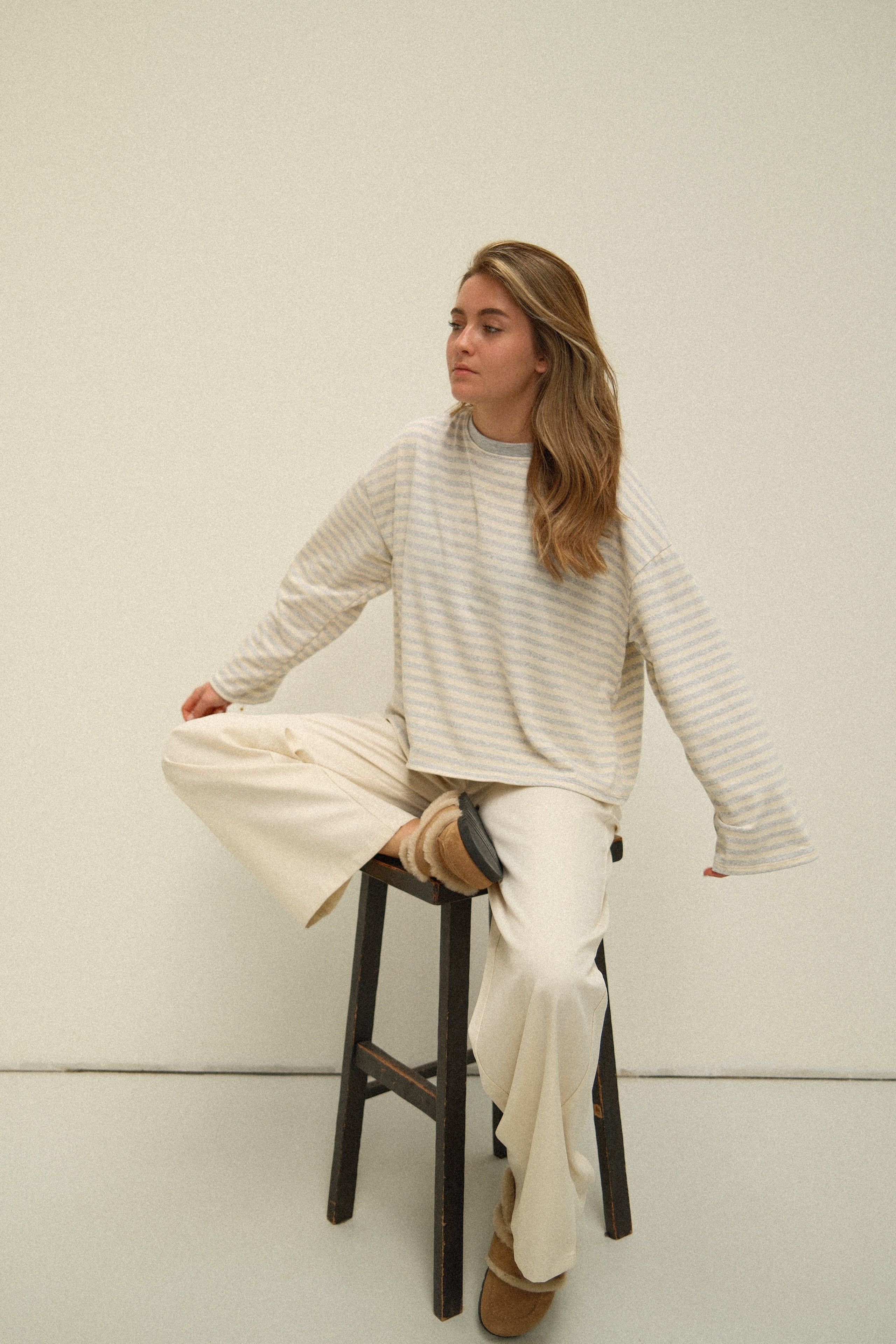 COTTON STRIPED SAMMY TEE GREY