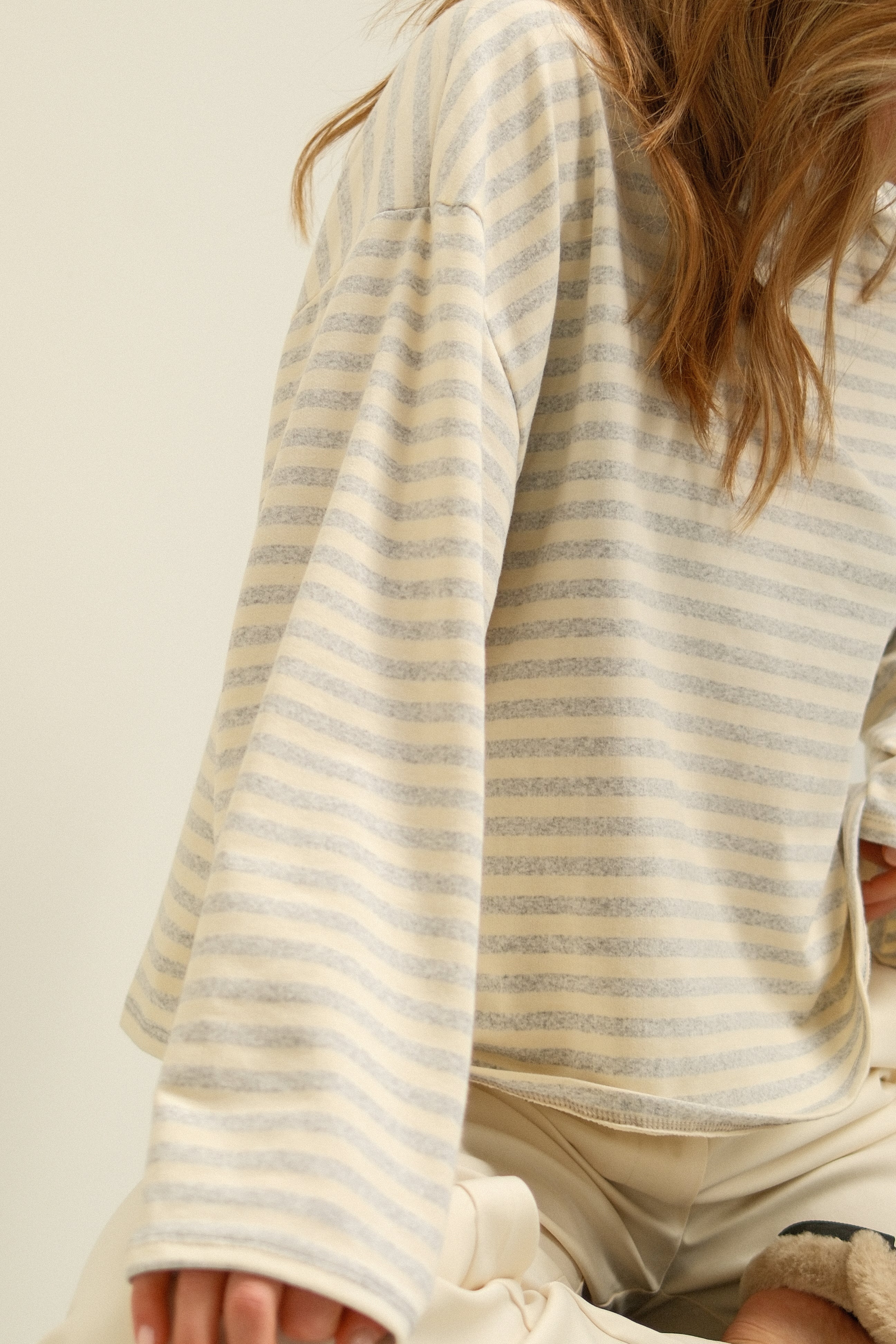 COTTON STRIPED SAMMY TEE GREY