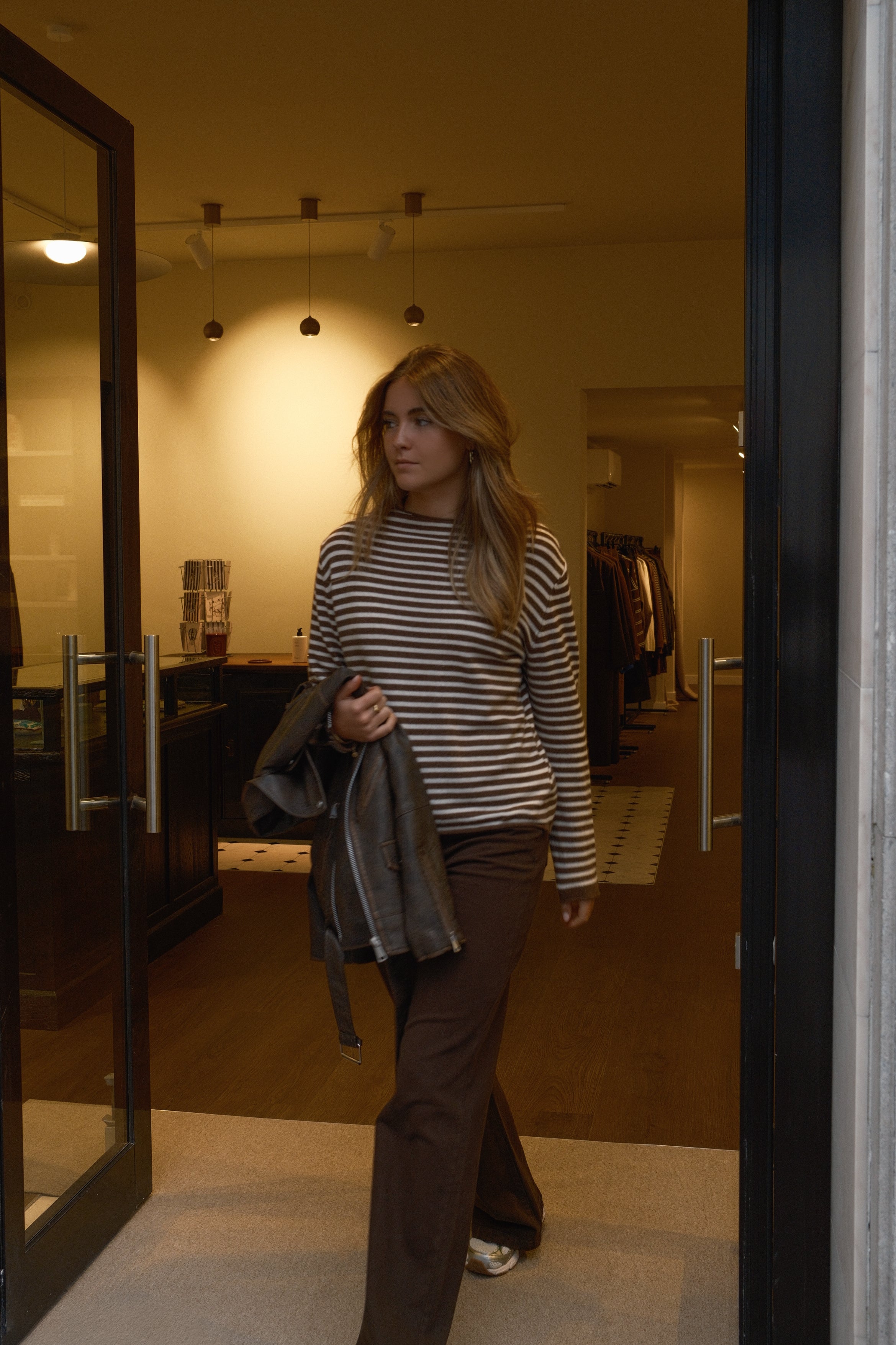 CASHMERE WOOLMIX KNIT STRIPED CHOCO