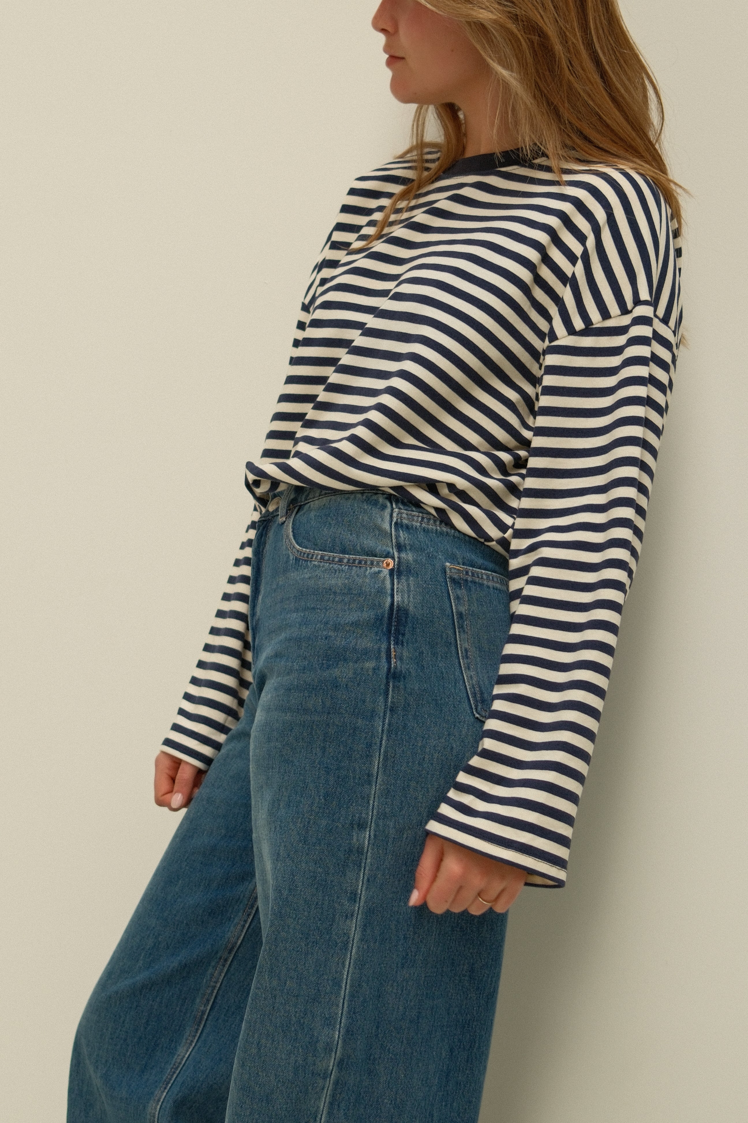 COTTON STRIPED SAMMY TEE NAVY