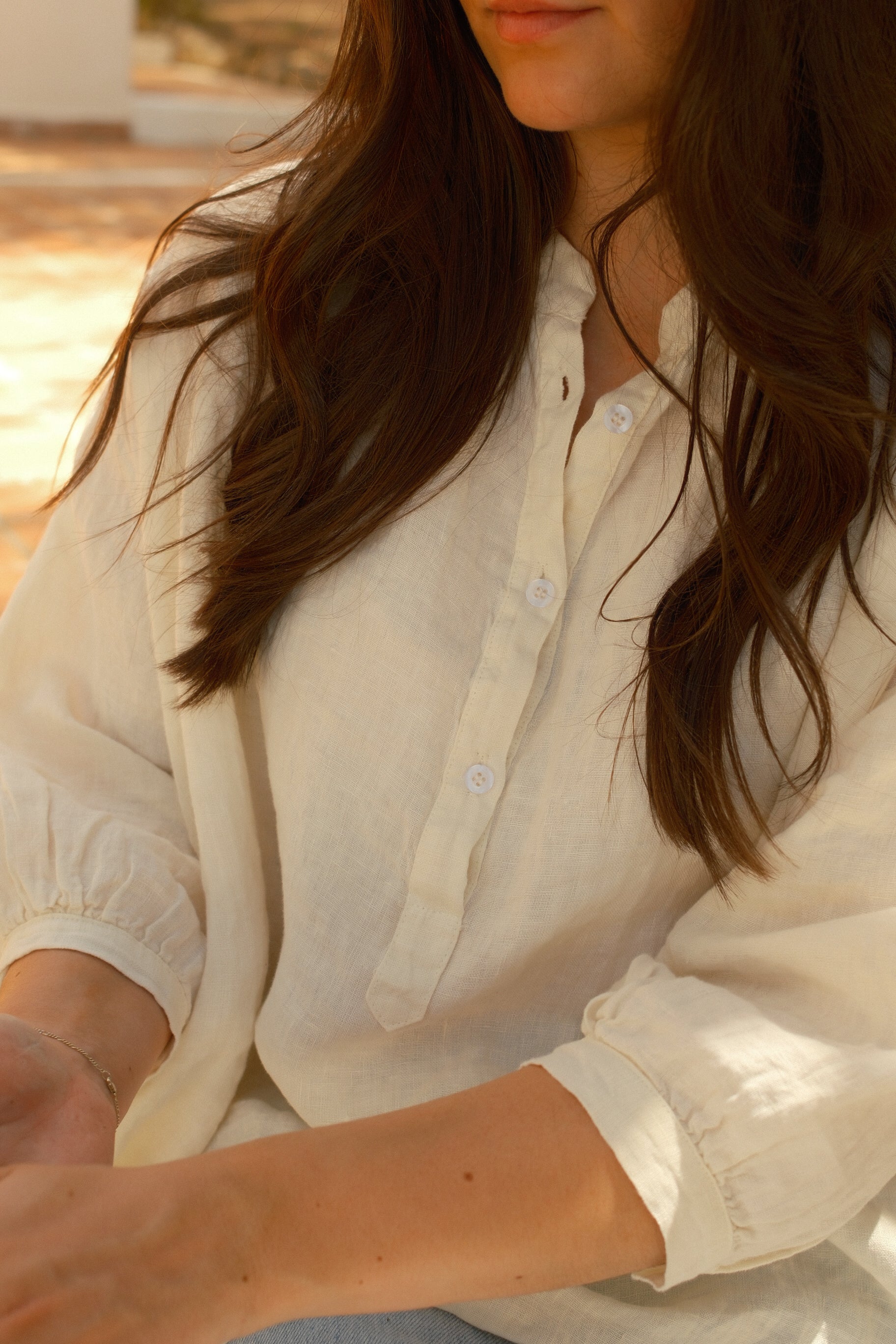 100% LINNEN VENICE BLOUSE ECRU