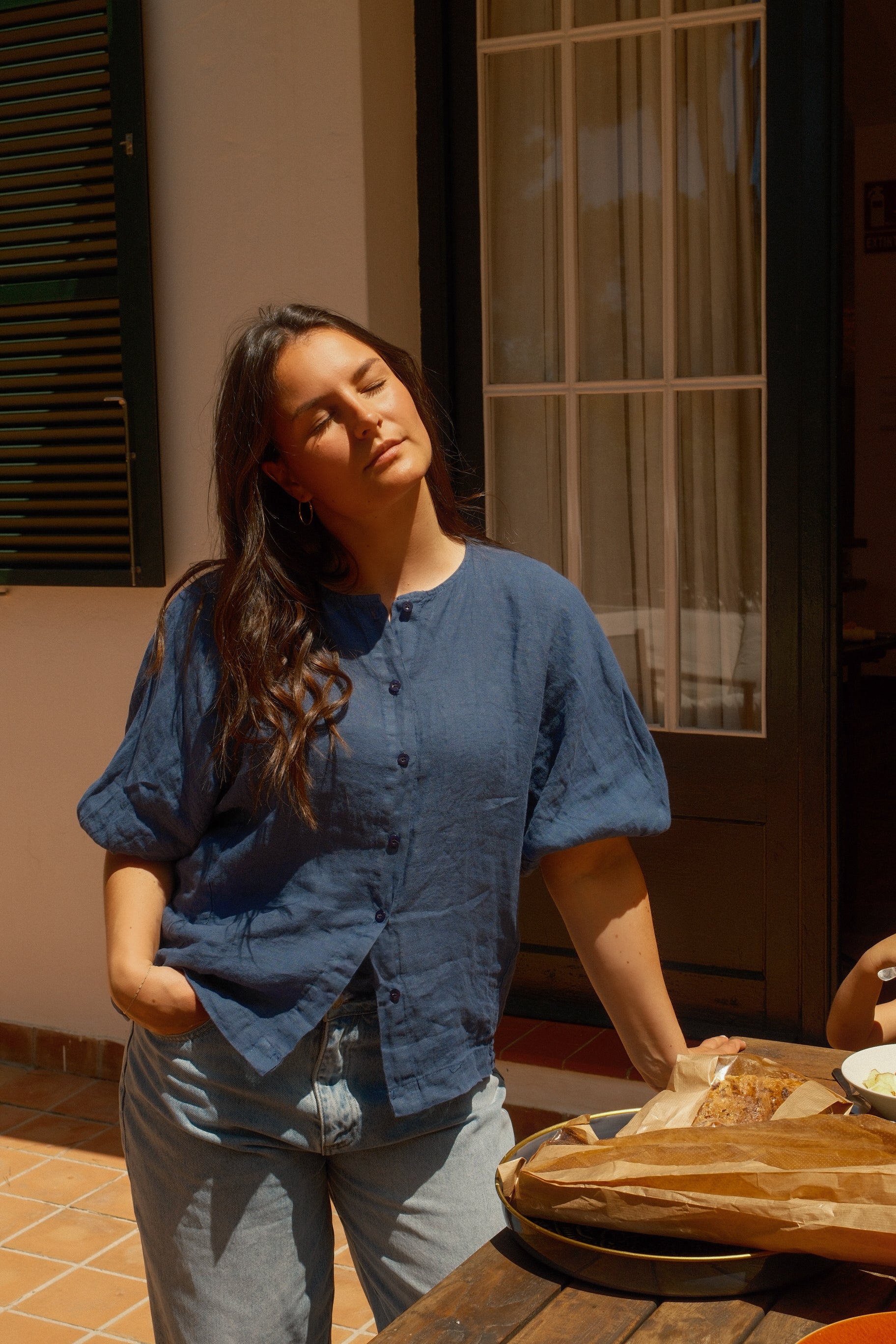 100% LINNEN JUNA SHIRT NAVY