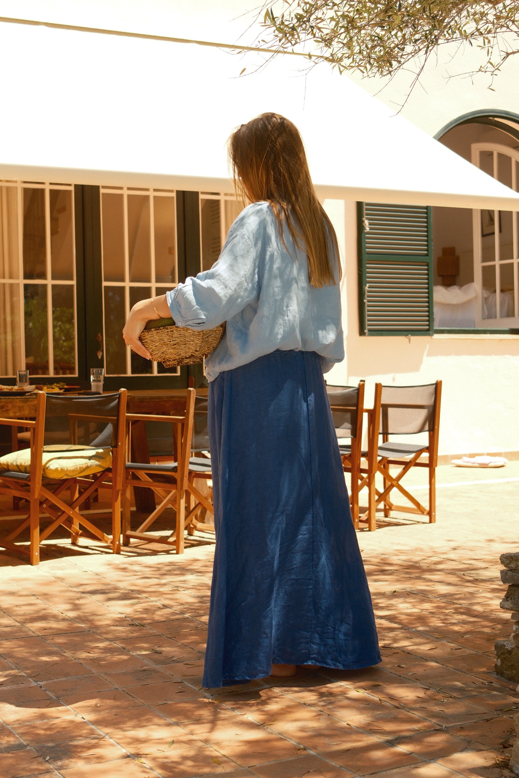 100% LINNEN MAXI SKIRT NAVY