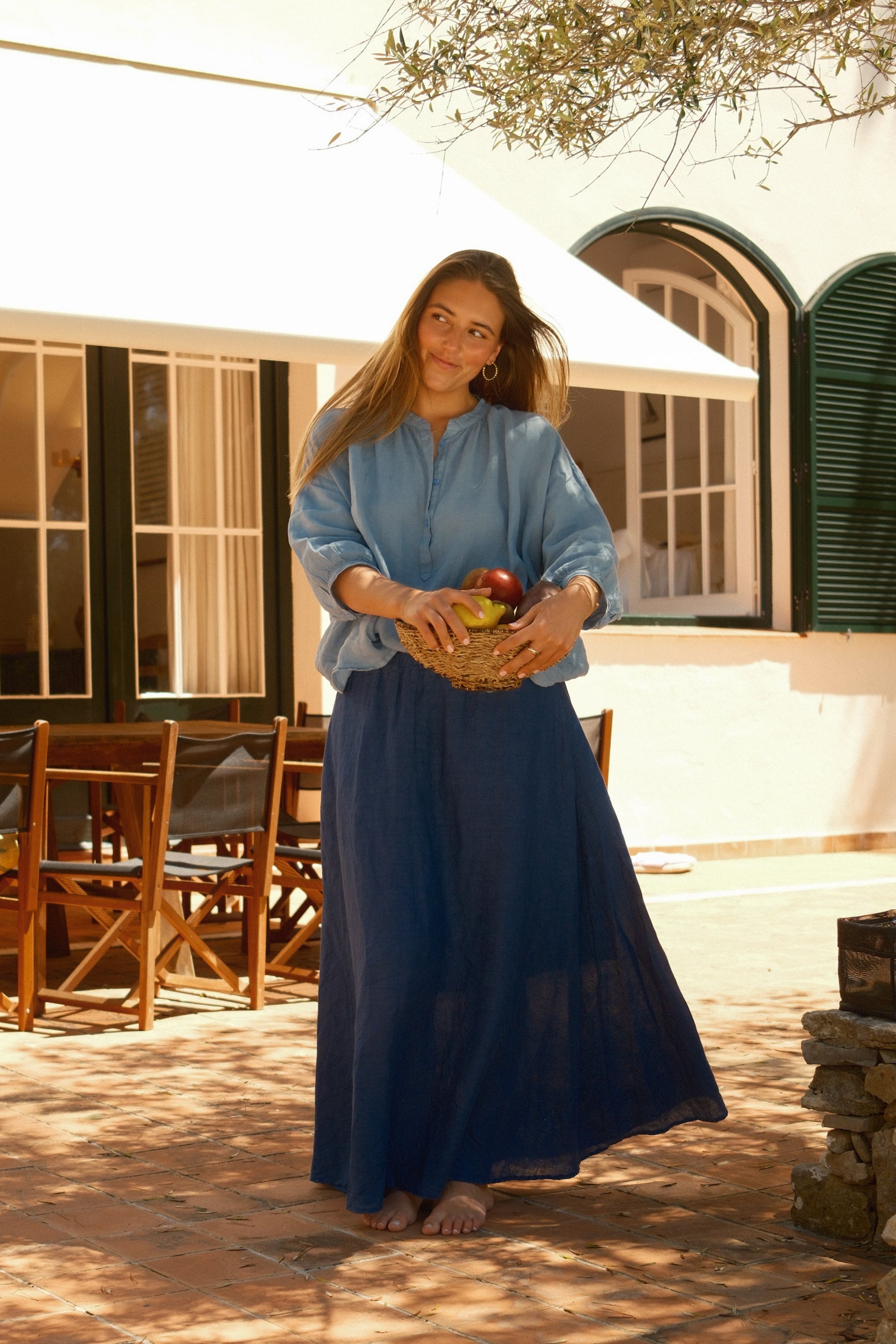 100% LINNEN VENICE BLOUSE DENIMBLUE