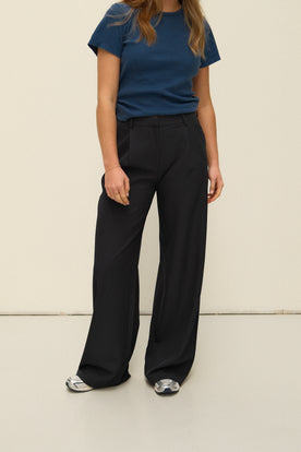 WIDE LEG MID WAIST PANTALON NAVY