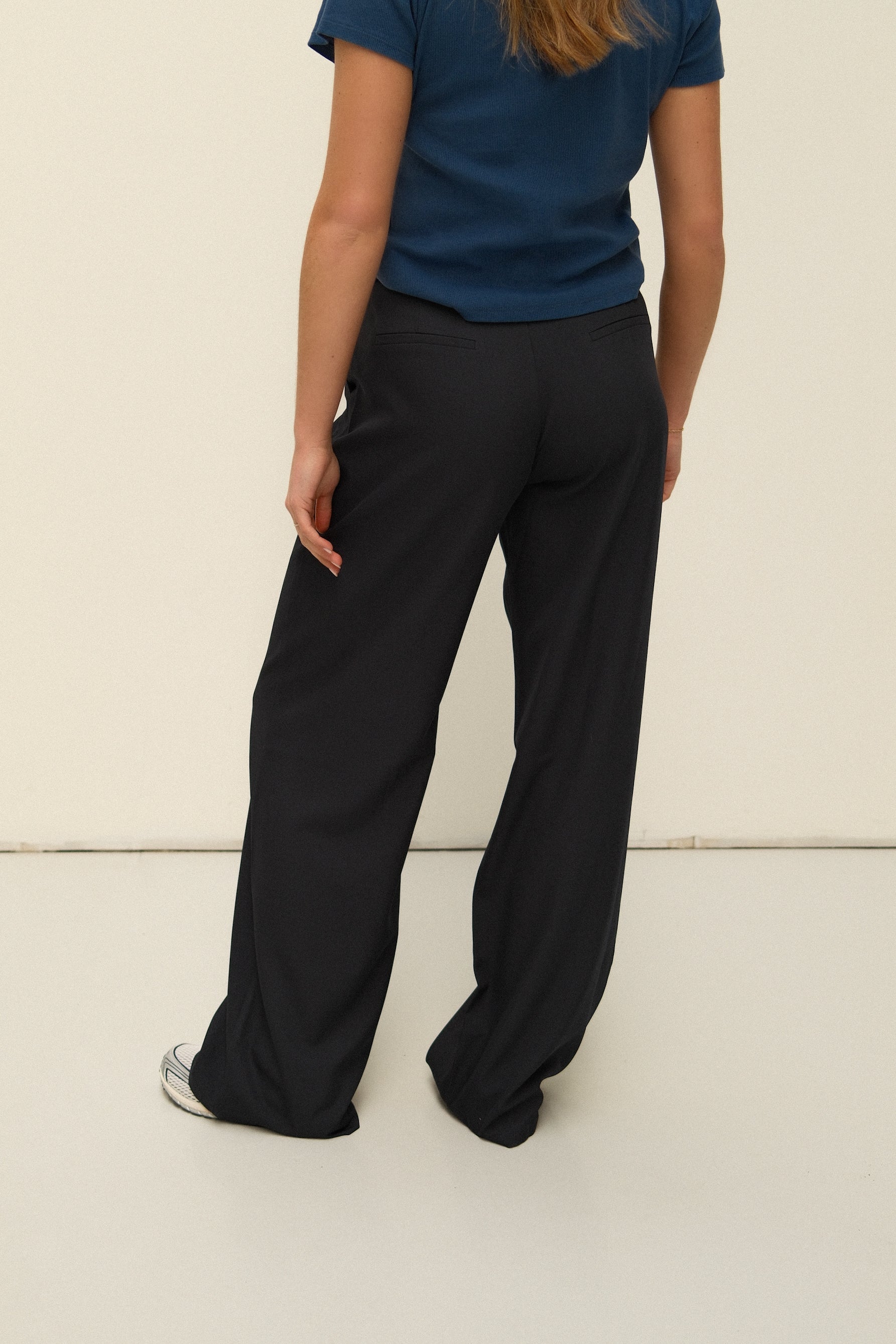 WIDE LEG MID WAIST PANTALON NAVY