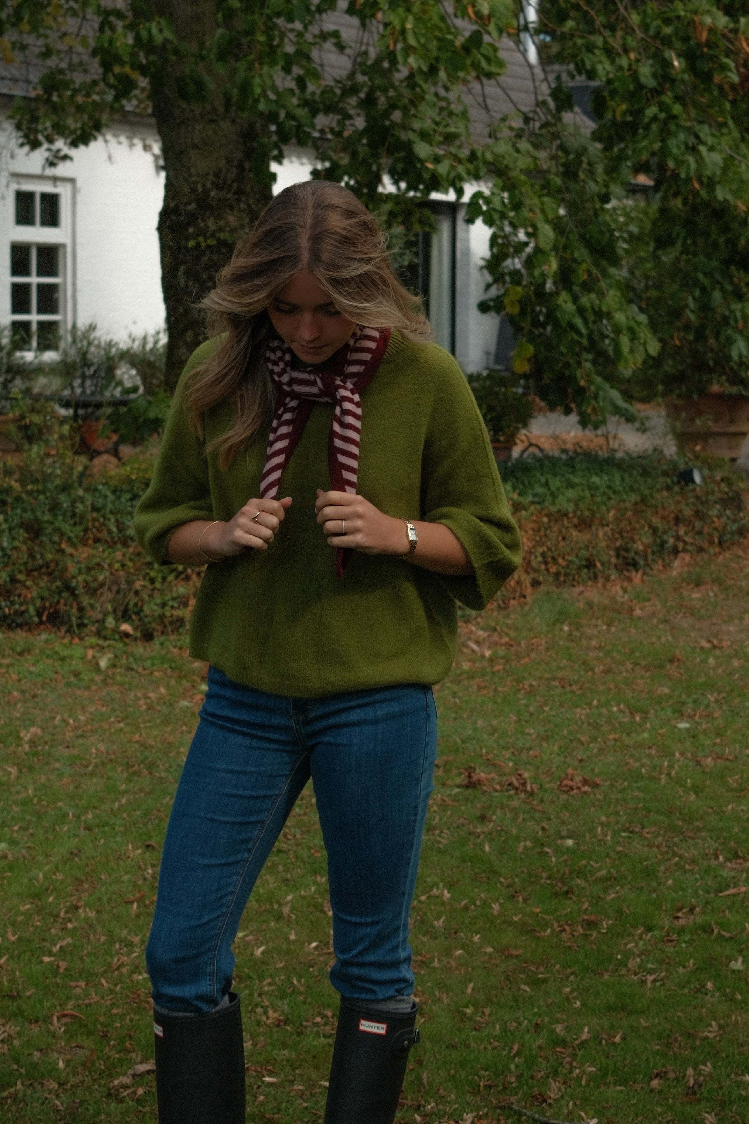 THE STRIPED A/S SCARF BORDEAUX/PINK