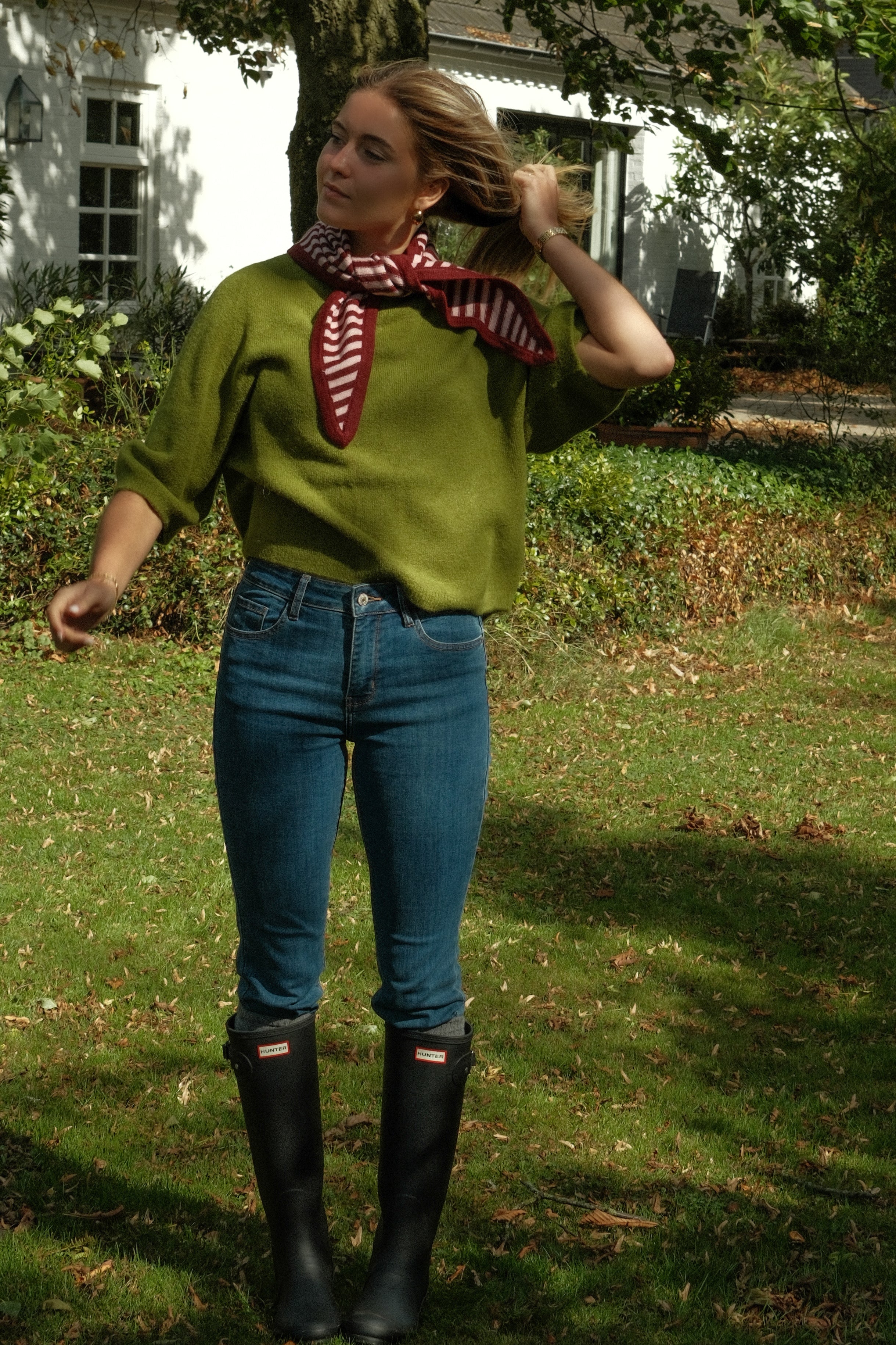 THE STRIPED A/S SCARF BORDEAUX/PINK