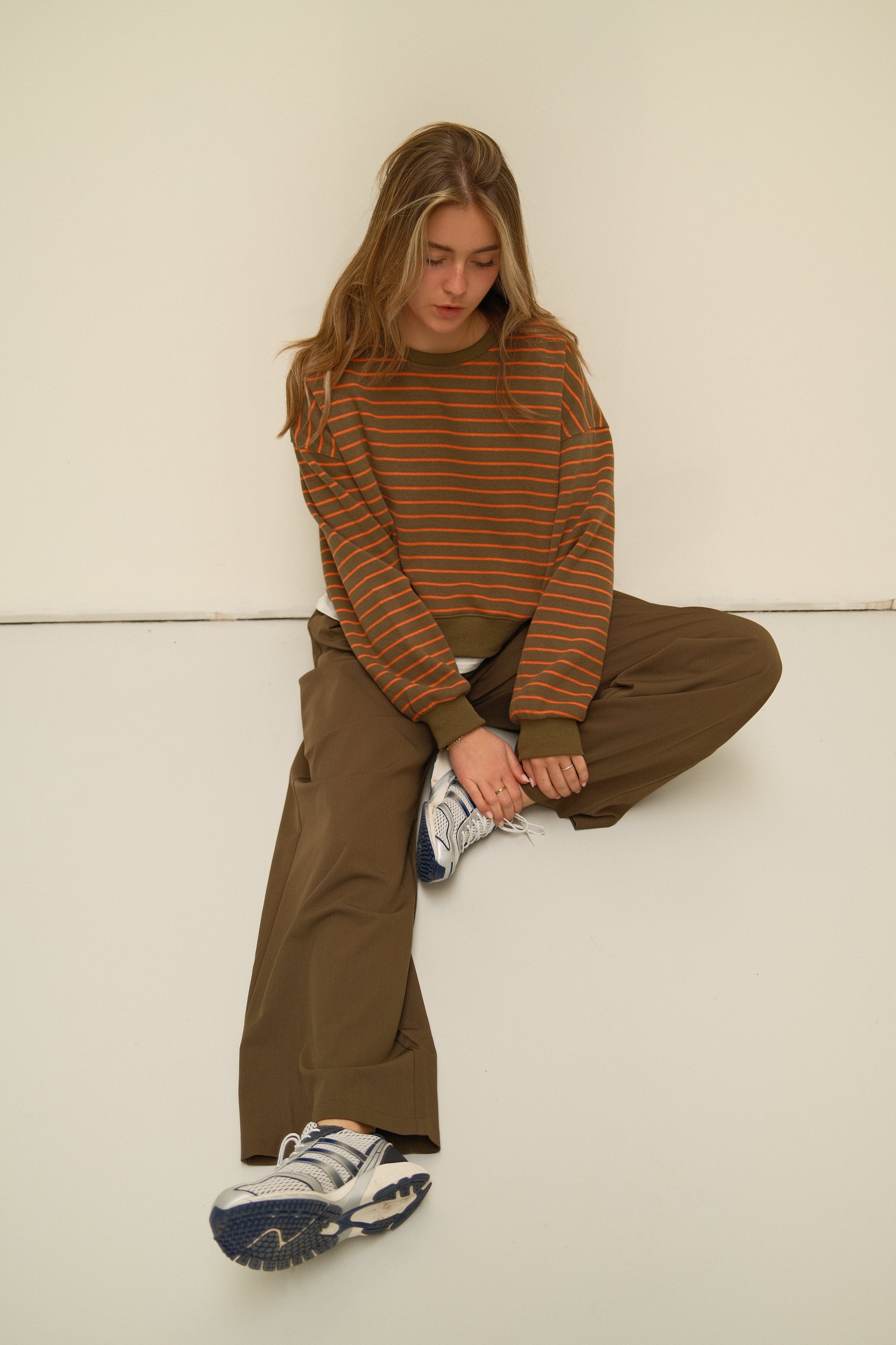 STRIPED SALLY SWEATER GREEN/ORANGE