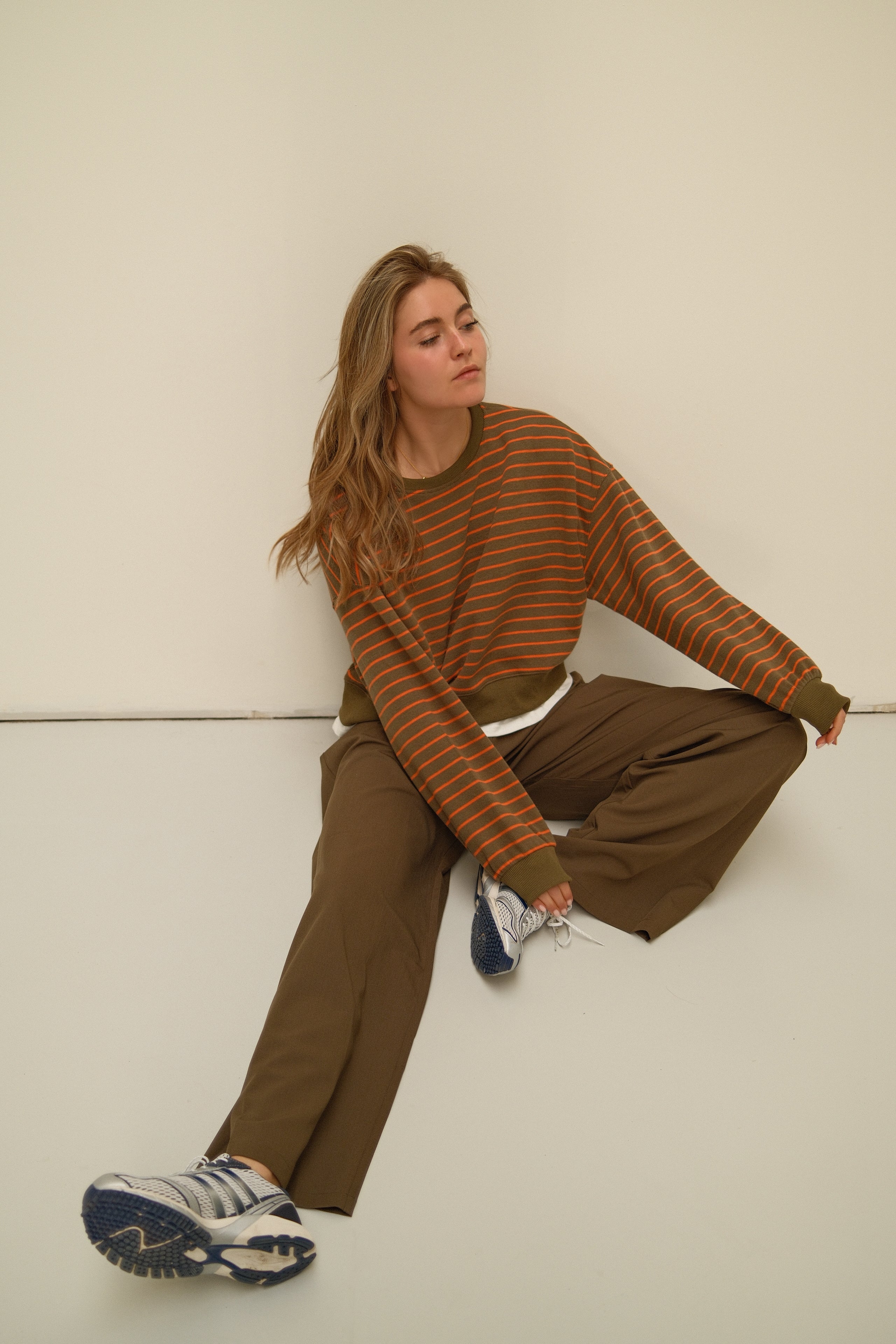 STRIPED SALLY SWEATER GREEN/ORANGE