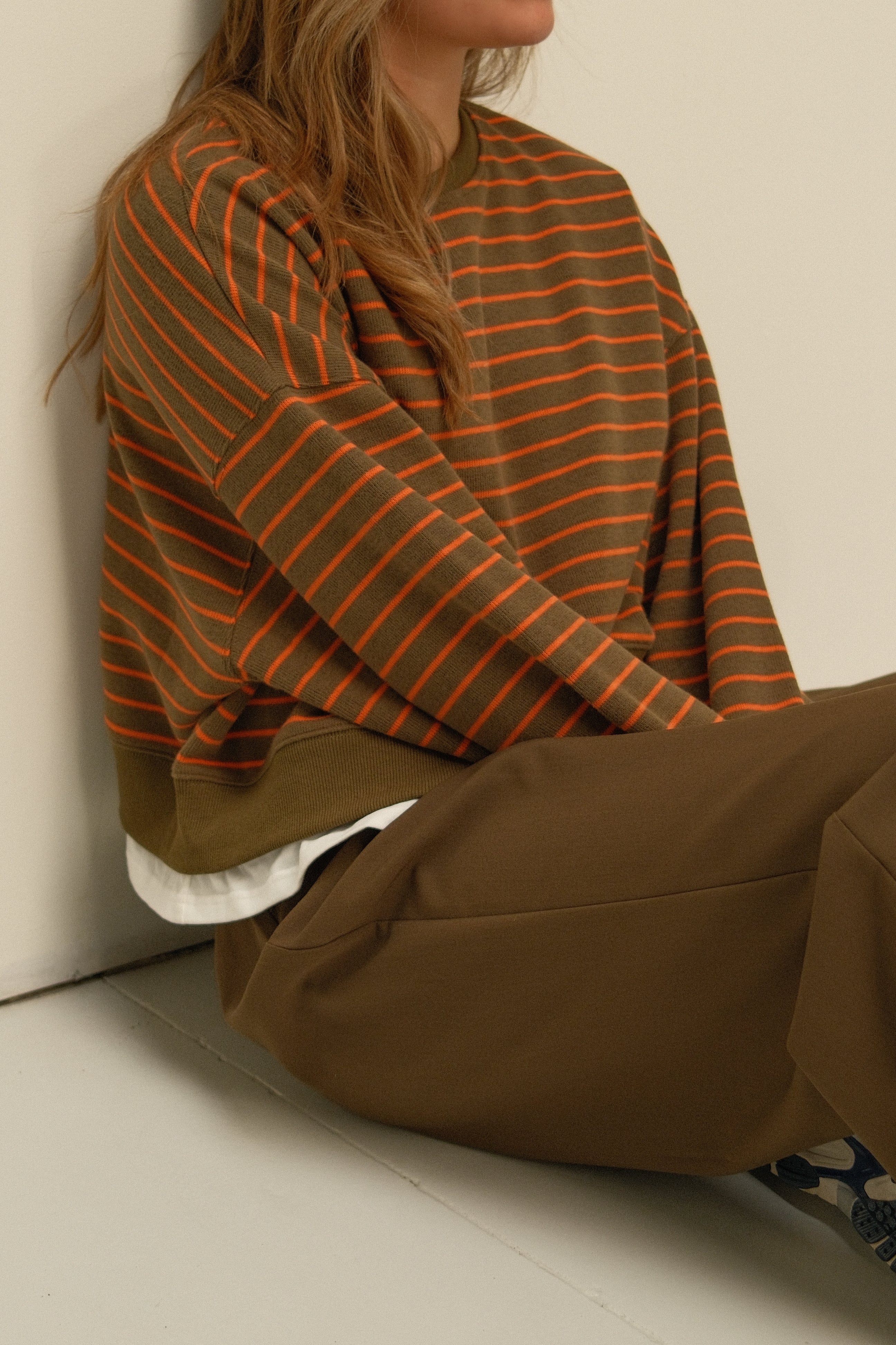 STRIPED SALLY SWEATER GREEN/ORANGE
