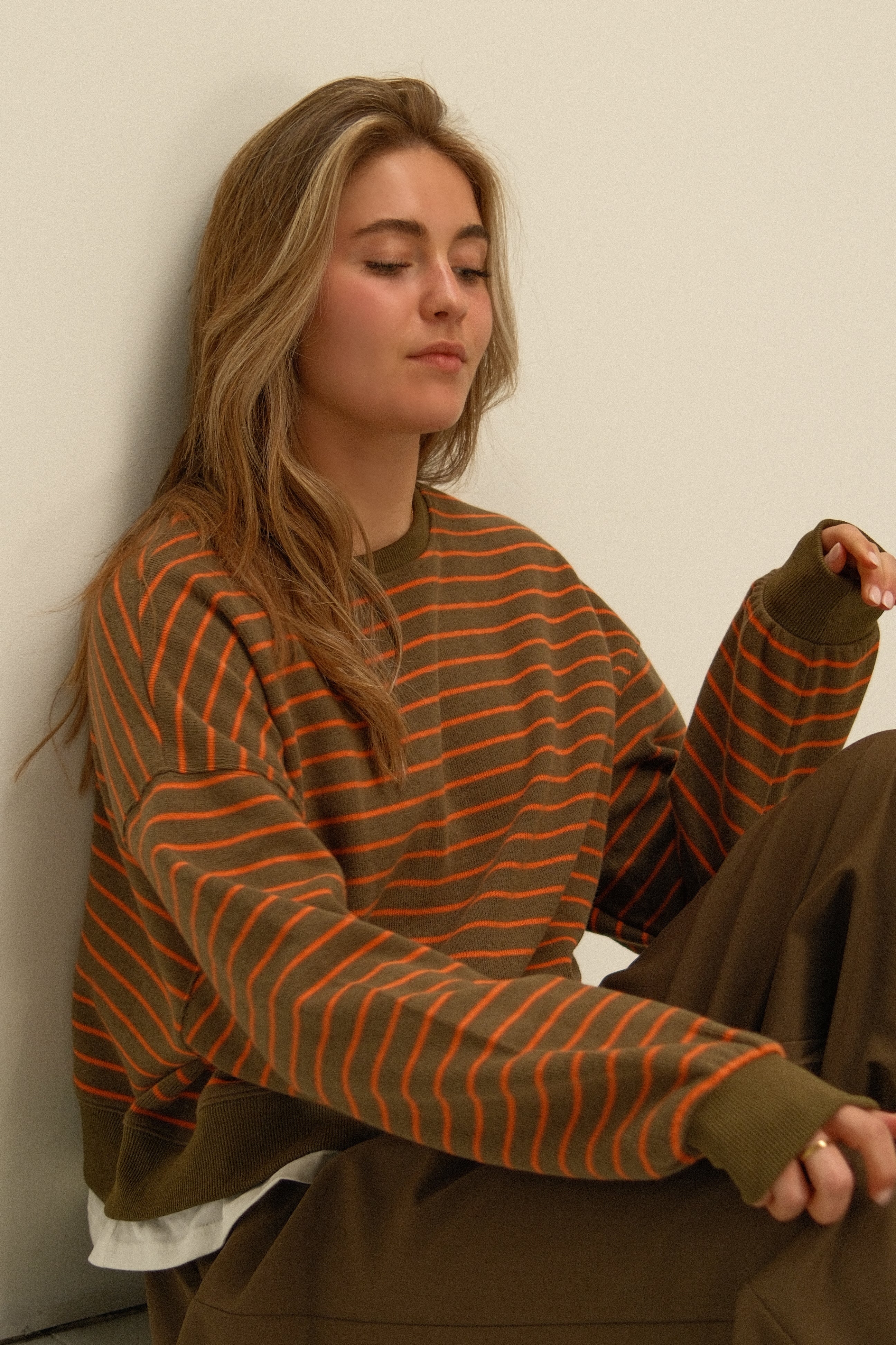 STRIPED SALLY SWEATER GREEN/ORANGE