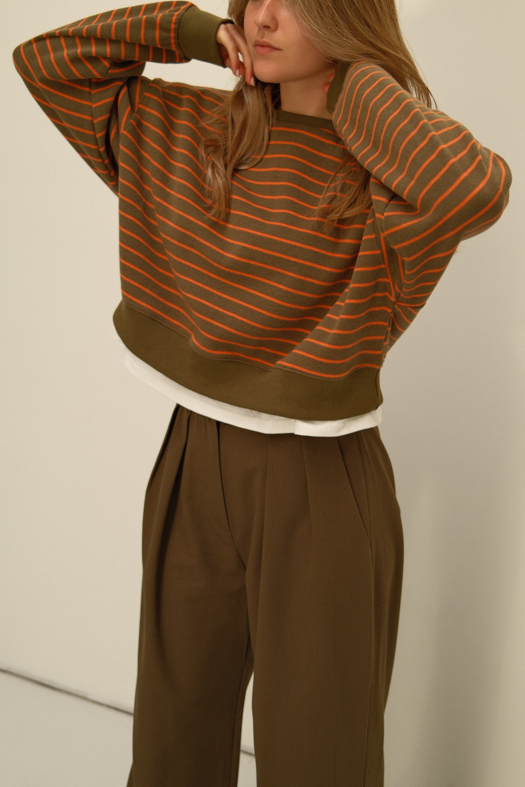 STRIPED SALLY SWEATER GREEN/ORANGE