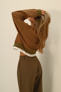 STRIPED SALLY SWEATER GREEN/ORANGE