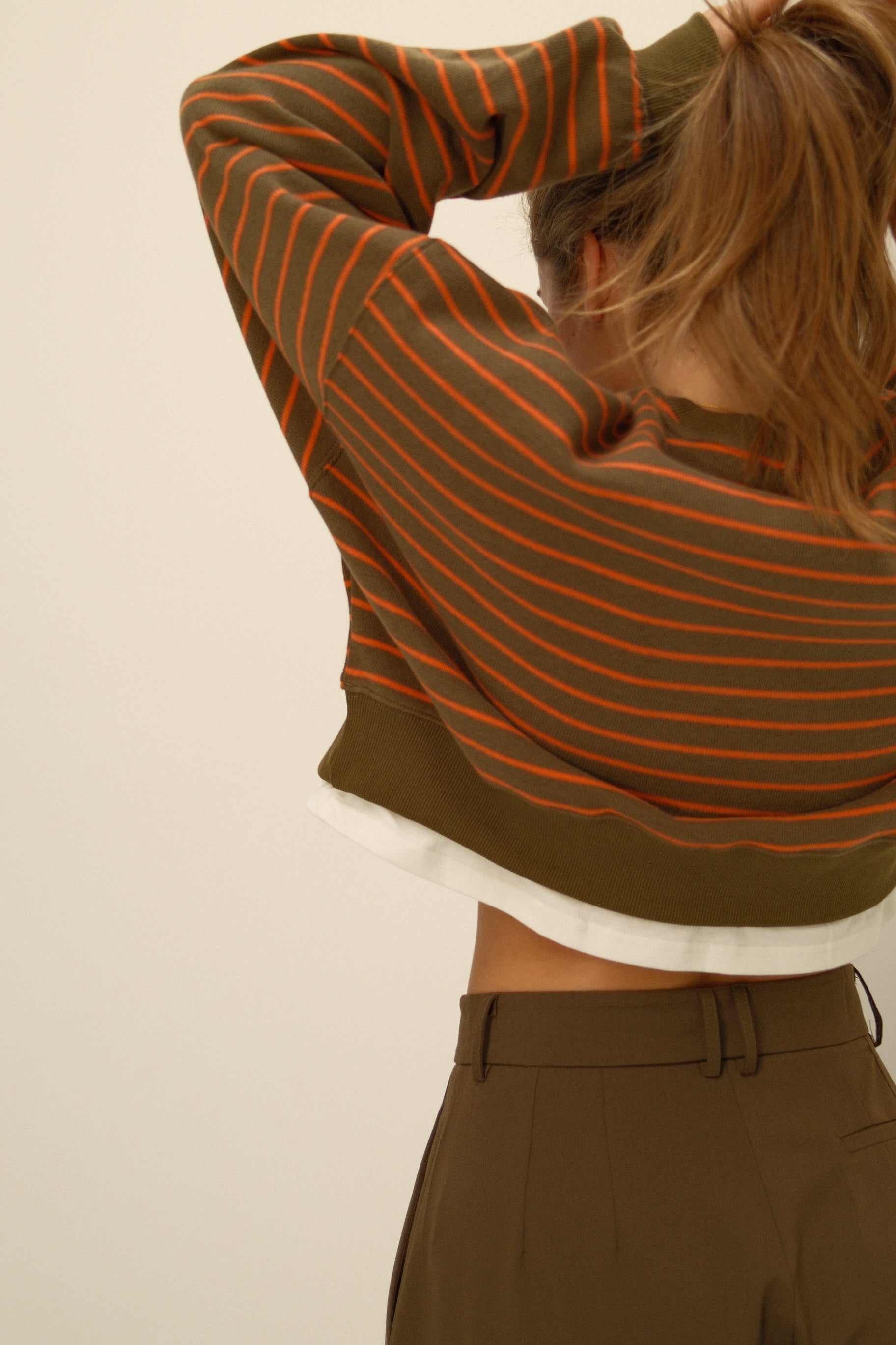 STRIPED SALLY SWEATER GREEN/ORANGE